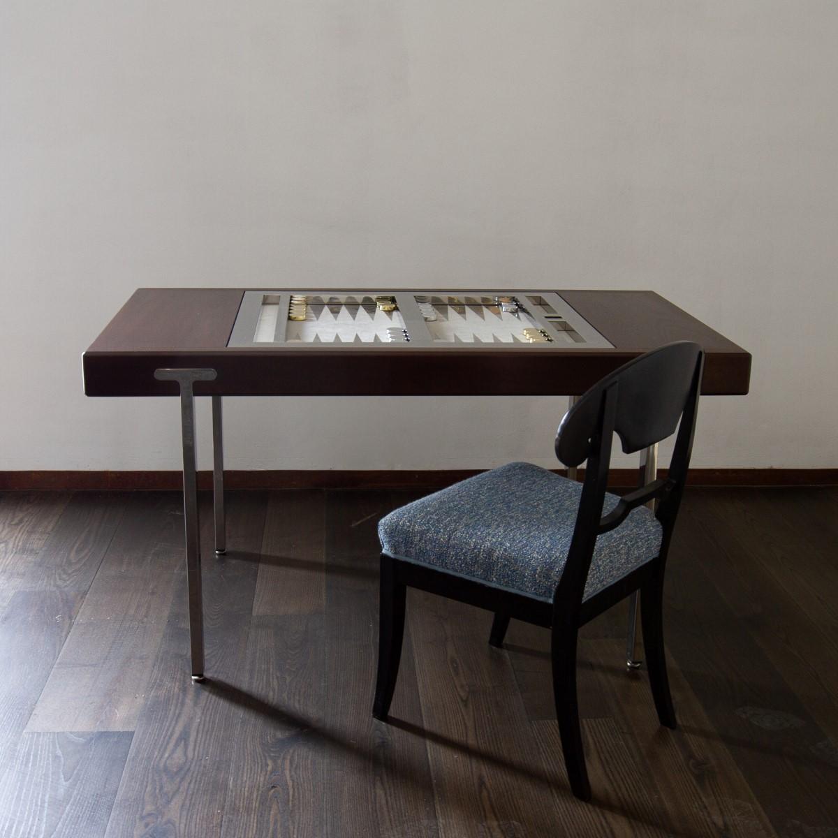Brown Polish and Nickel Tilt Top Backgammon Table 3