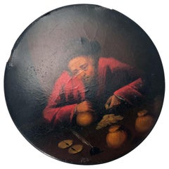 Brunswick Round Snuff Box, Painted with a Banker