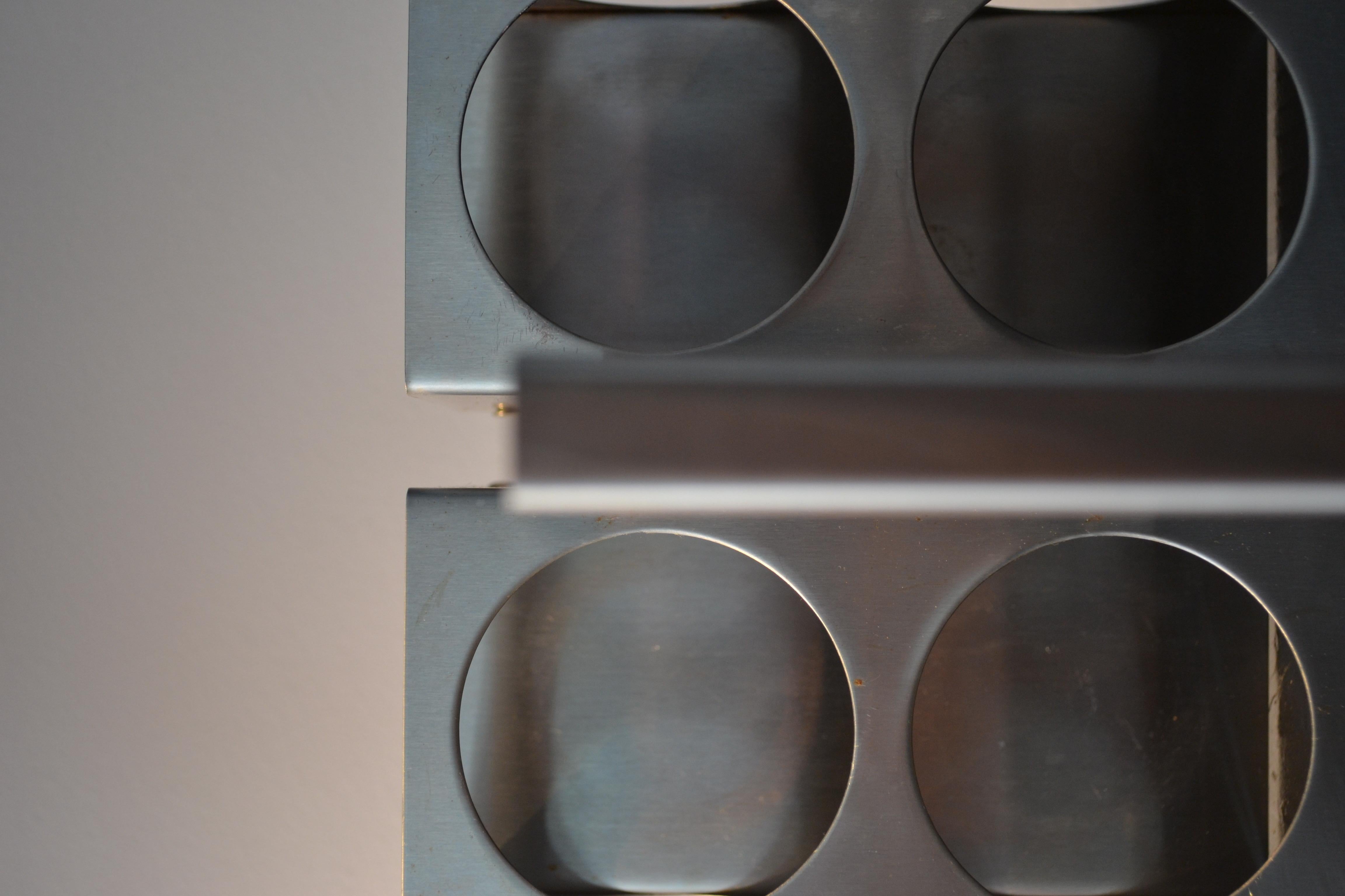 A brushed steel wine rack  - François Monnet - France - 1970s For Sale 6