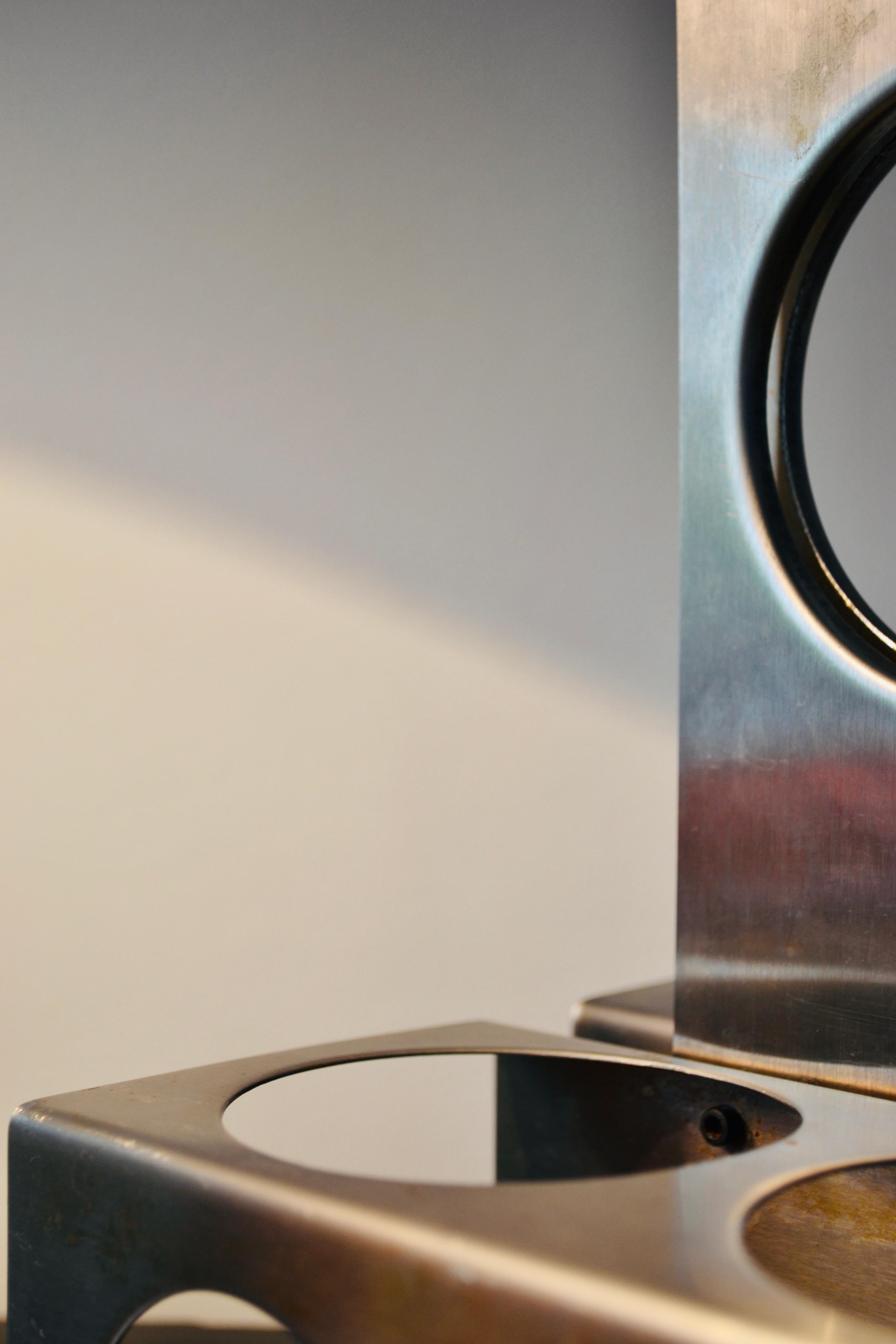 Mid-Century Modern A brushed steel wine rack  - François Monnet - France - 1970s For Sale