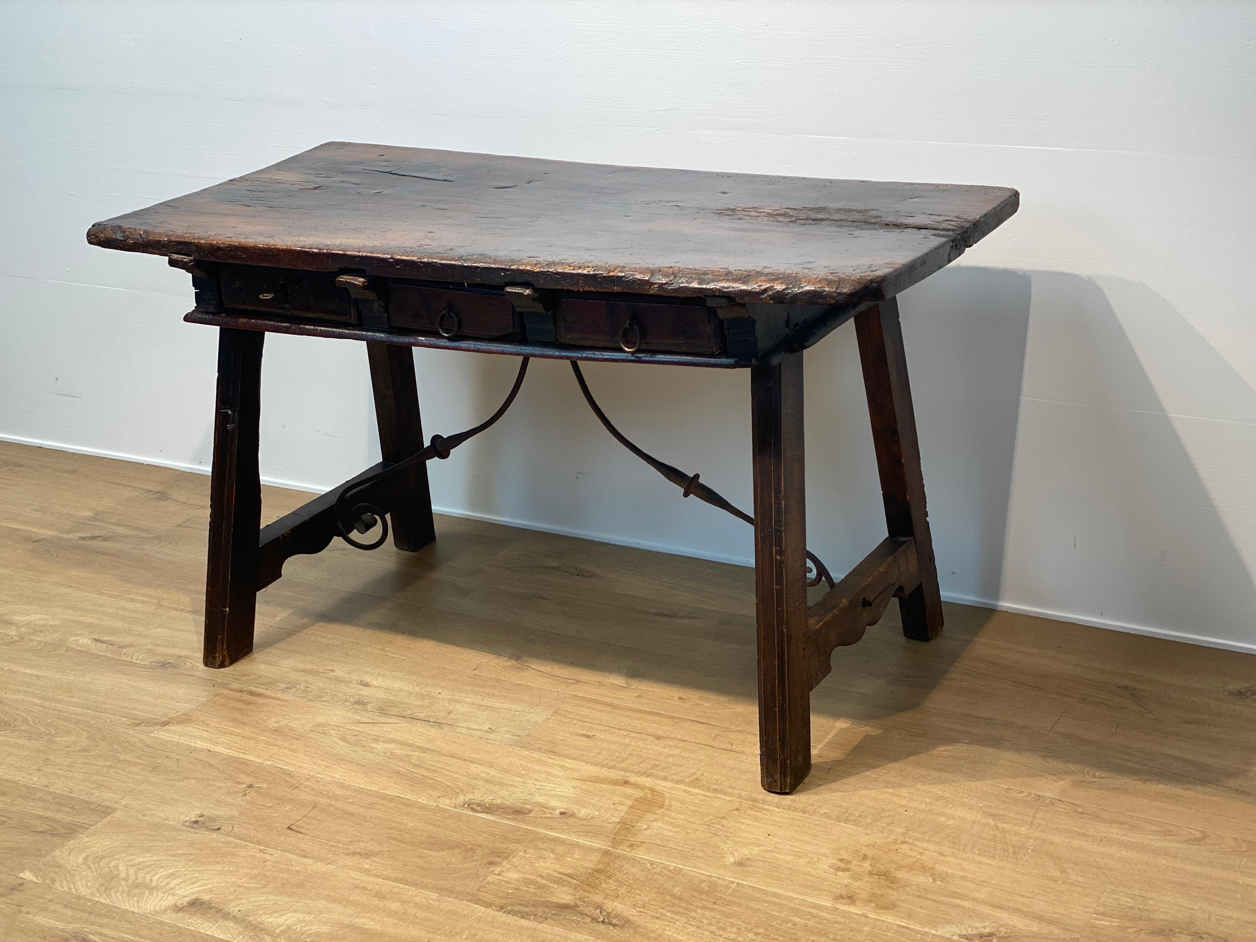 Patinated A Brutalist, antique Spanish Table For Sale