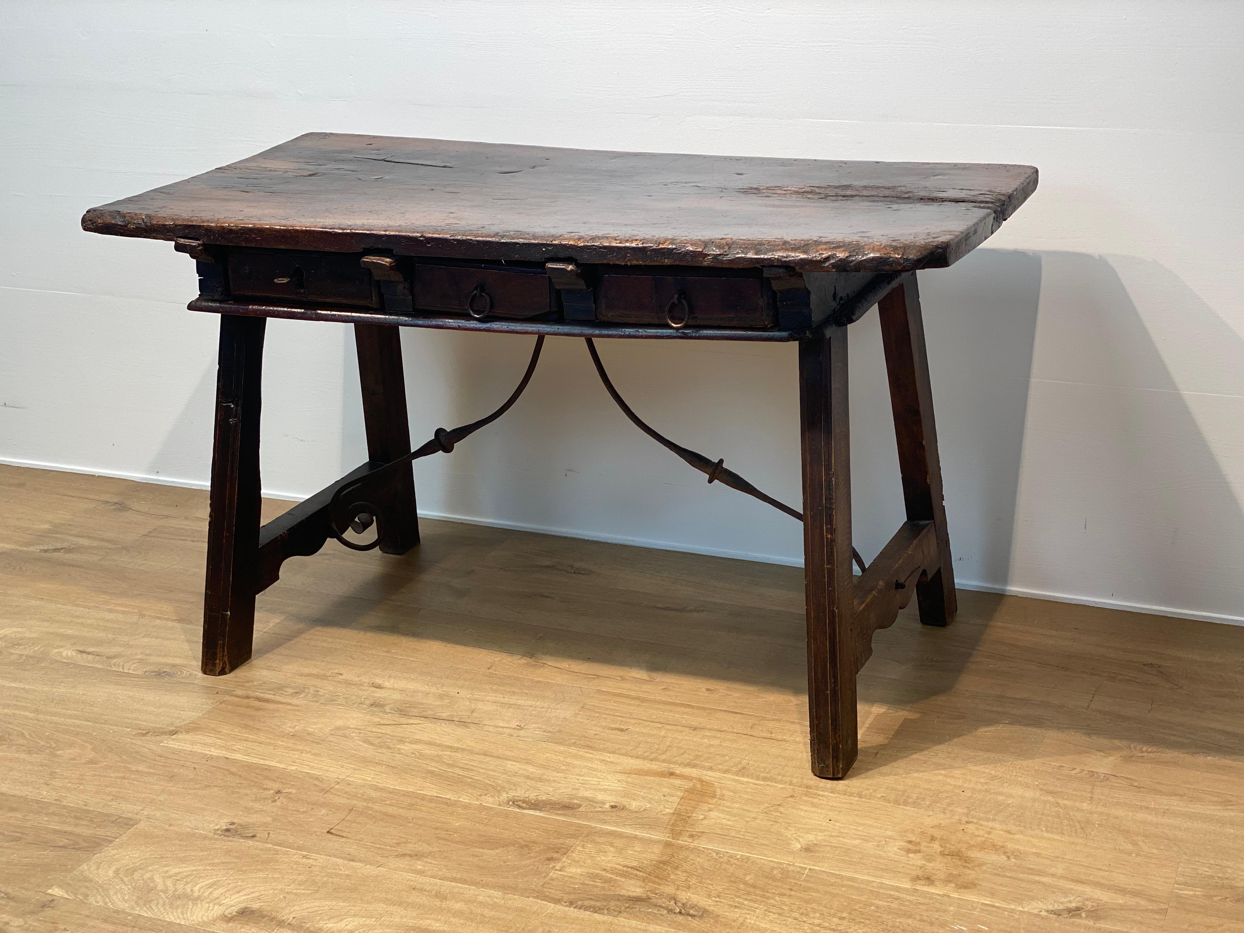 18th Century and Earlier A Brutalist, antique Spanish Table For Sale