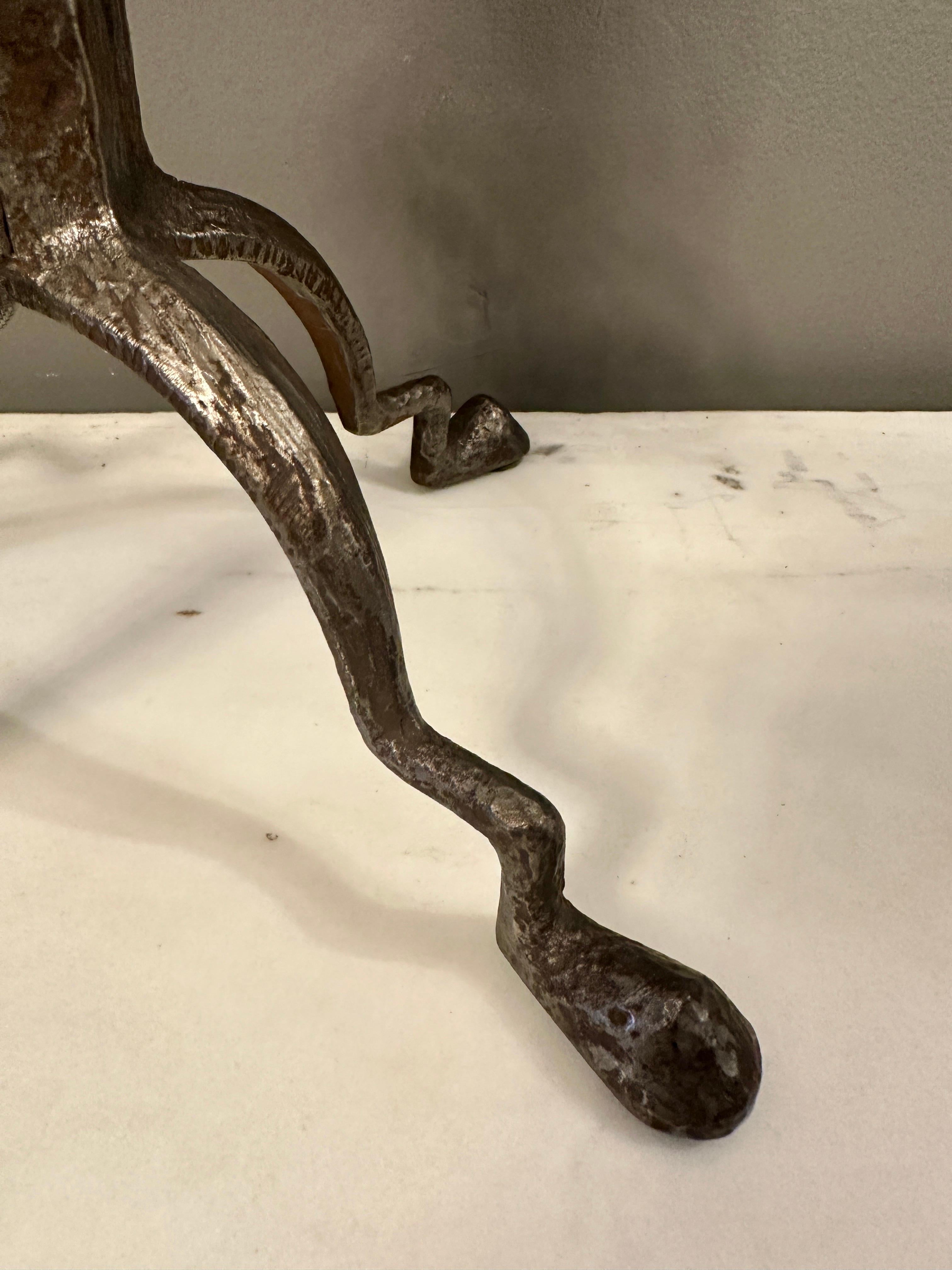 Polished A Brutalist Chain Link Wrought Iron Table Lamp For Sale