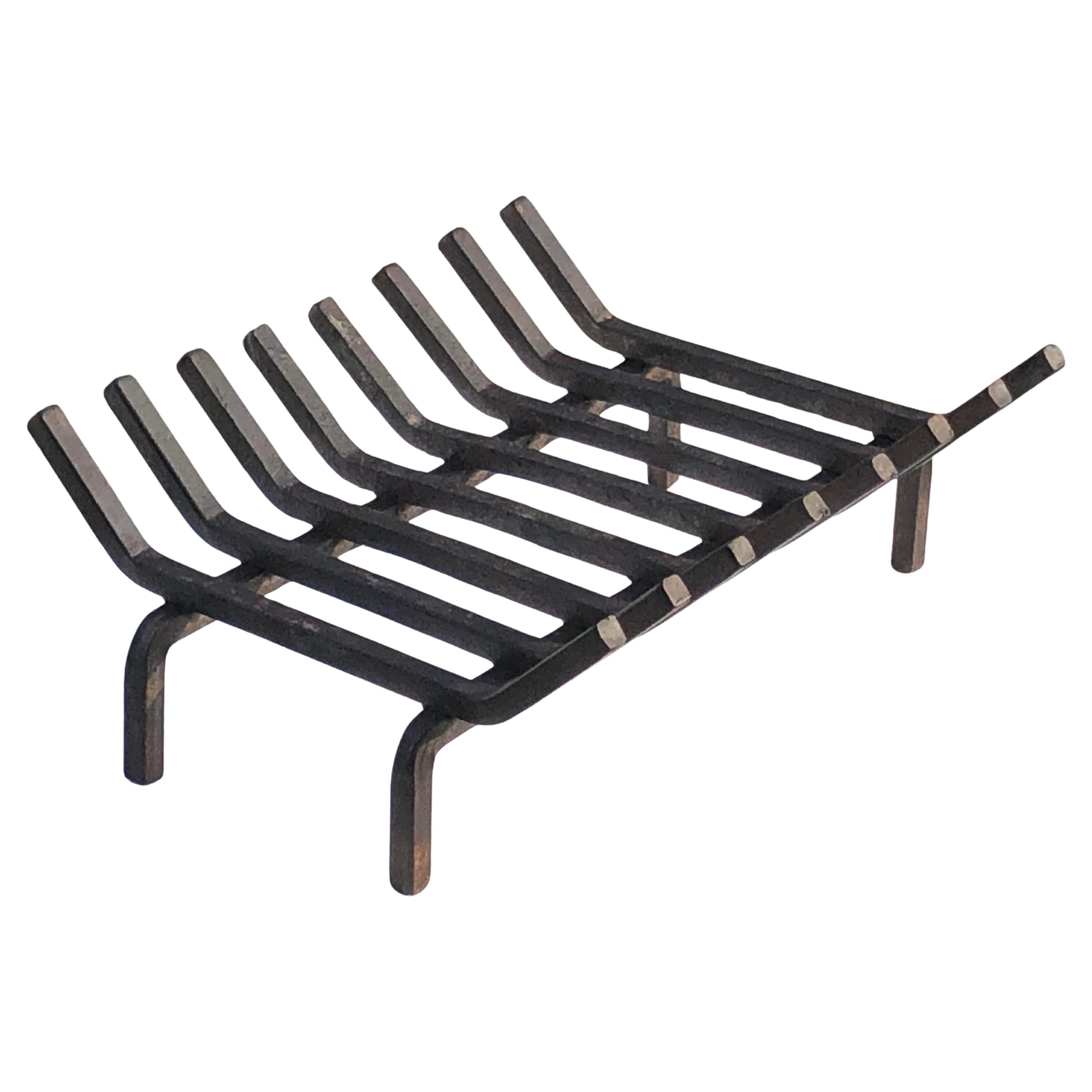 A BRUTALIST CONSTRUCTIVIST MODERNIST schmiedeeiserne ANDIRONS GRID Frankreich 1960
