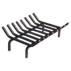 A BRUTALIST CONSTRUCTIVIST MODERNIST schmiedeeiserne ANDIRONS GRID Frankreich 1960