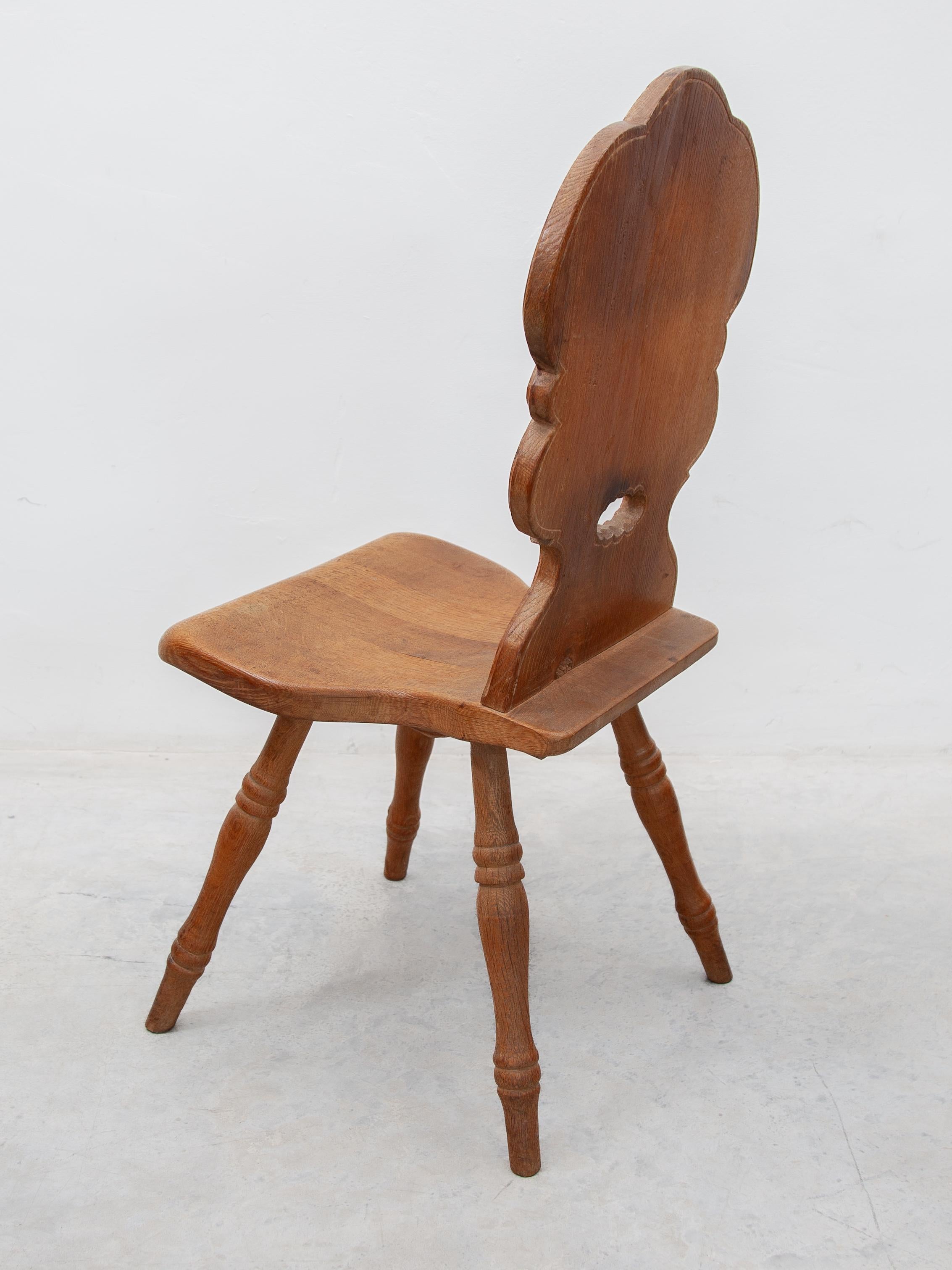 A Brutalist Folk Art Alpine set of Four Chairs, France, 1930s For Sale 3