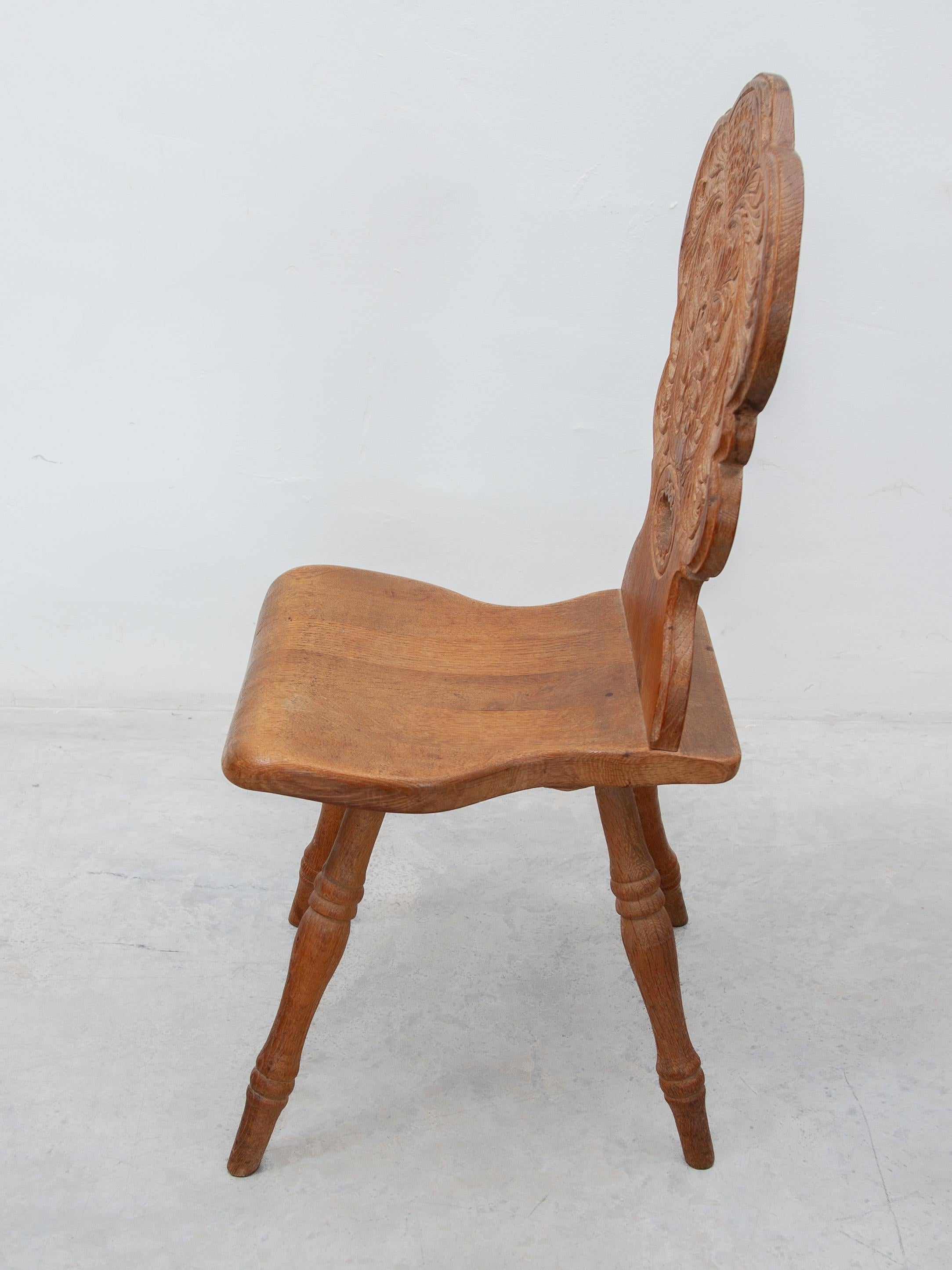 A Brutalist Folk Art Alpine set of Four Chairs, France, 1930s For Sale 4