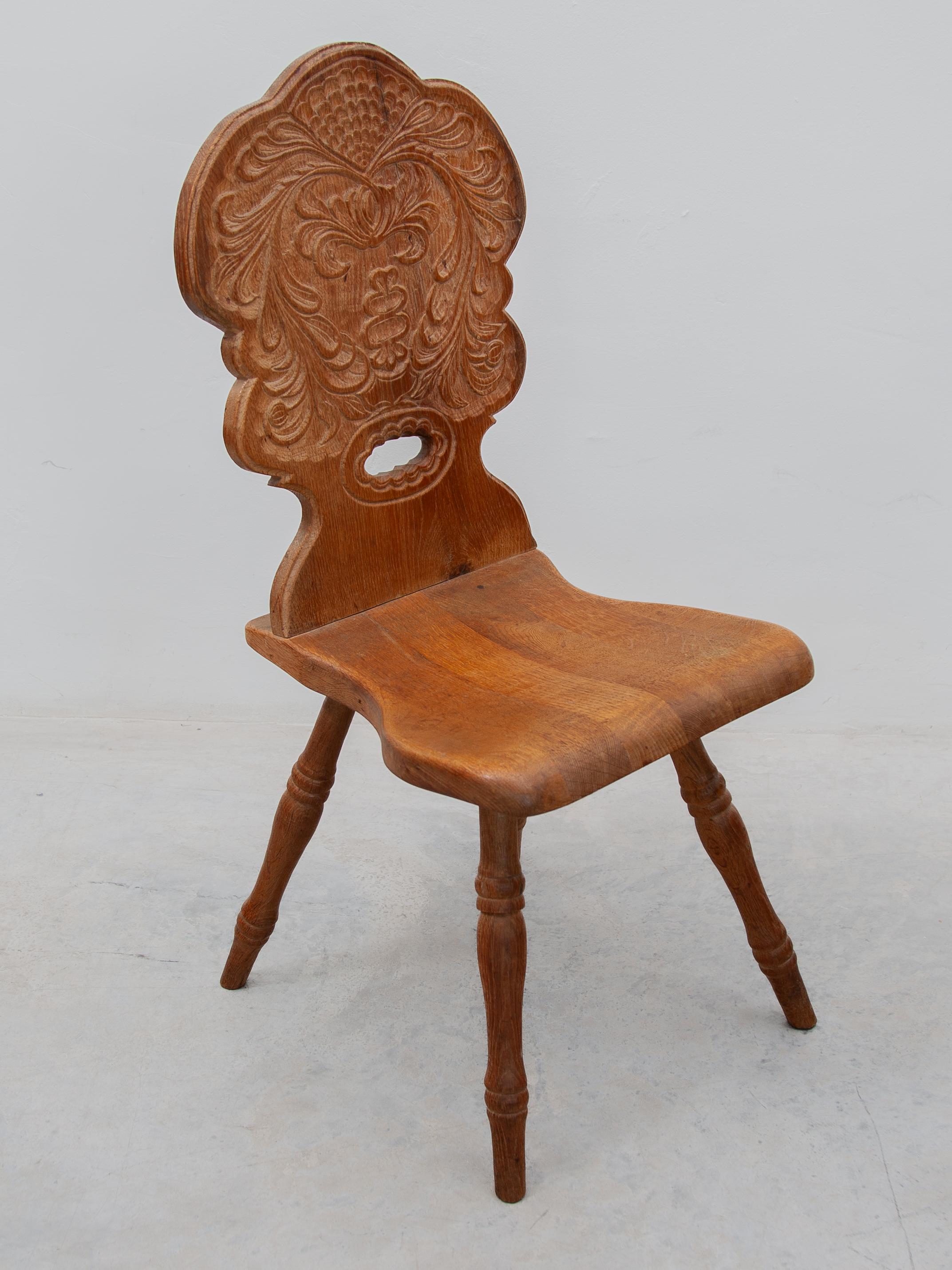 Mid-20th Century A Brutalist Folk Art Alpine set of Four Chairs, France, 1930s For Sale