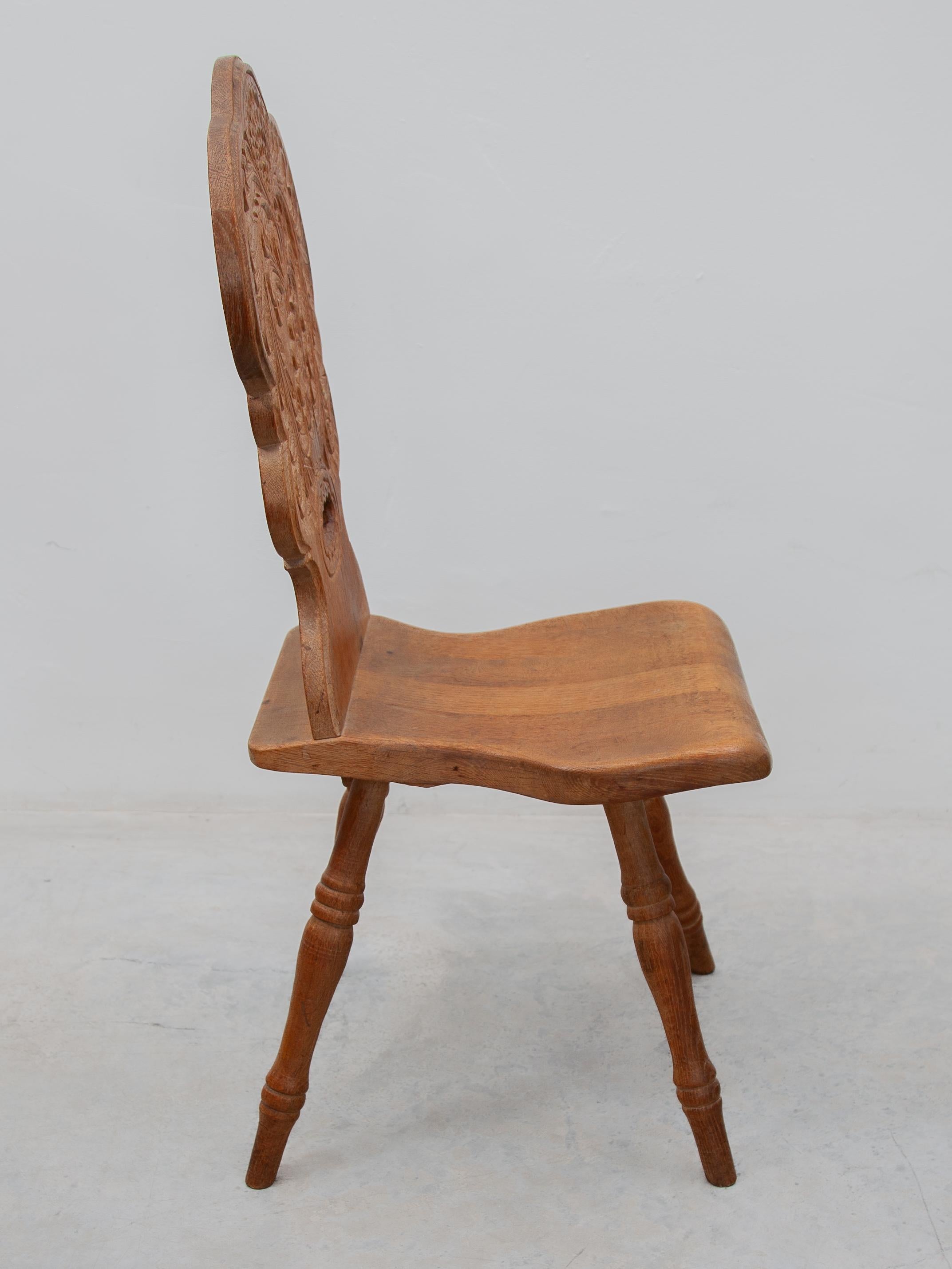Wood A Brutalist Folk Art Alpine set of Four Chairs, France, 1930s For Sale