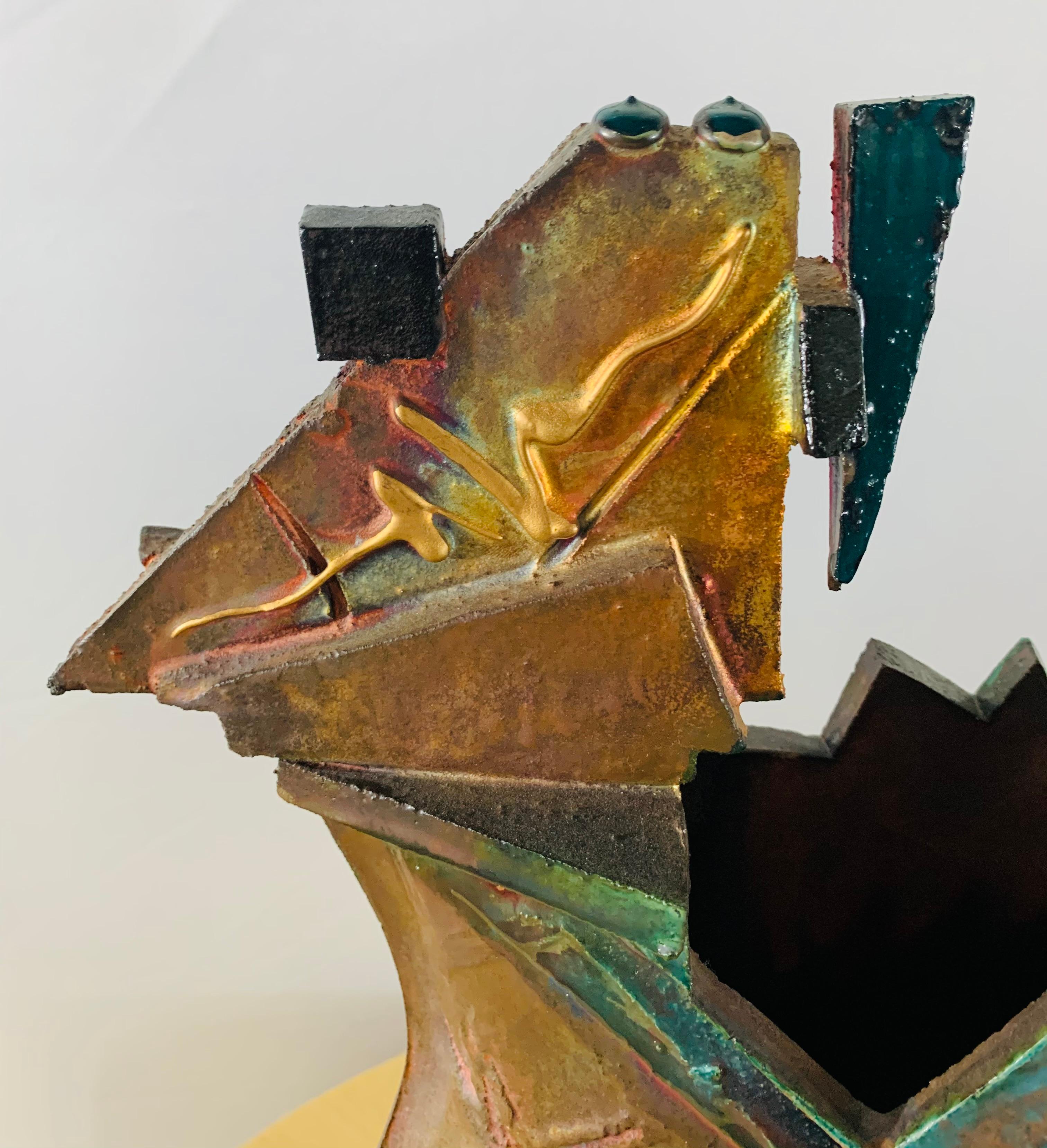 Brutalist Glazed Pottery Vase or Sculpture 2