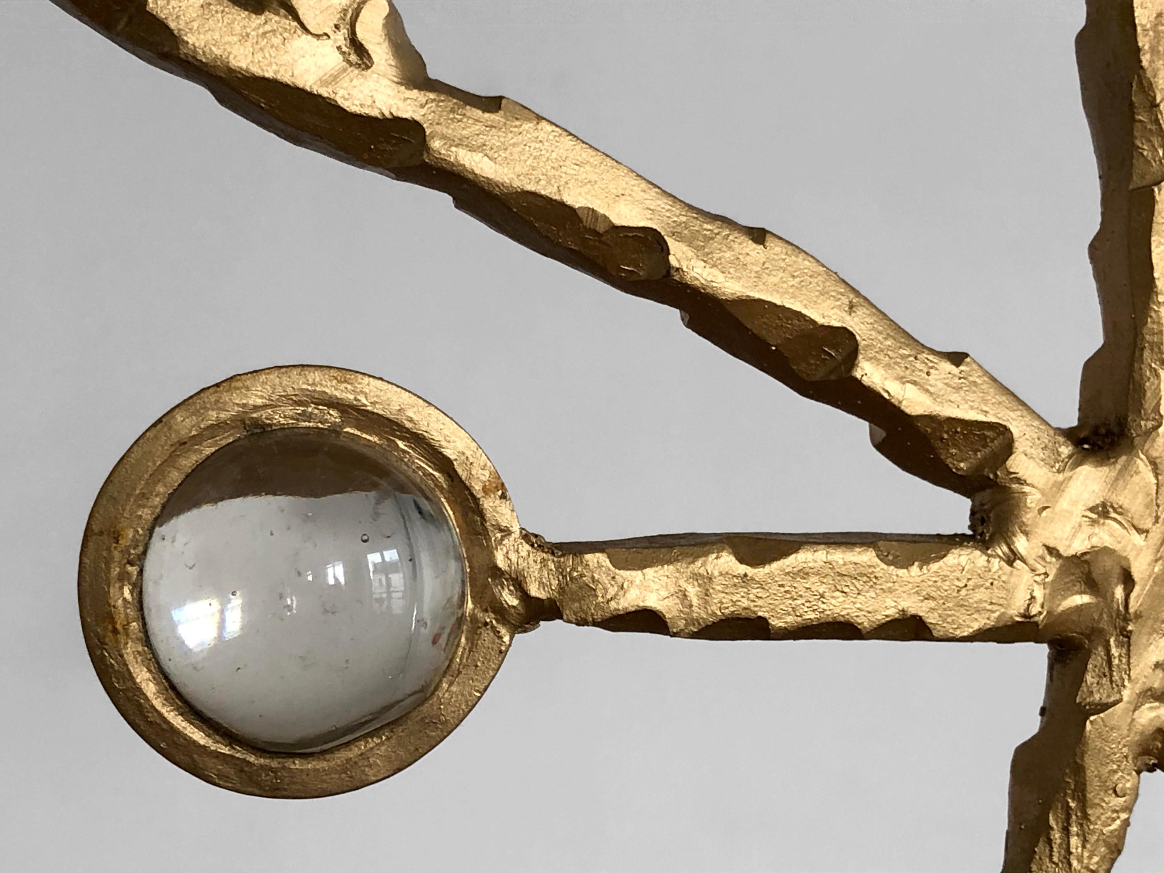 BRUTALIST Golden SHABBY-CHIC CANDELABRA CANDLESTICK en fer forgé, France 2001 en vente 4