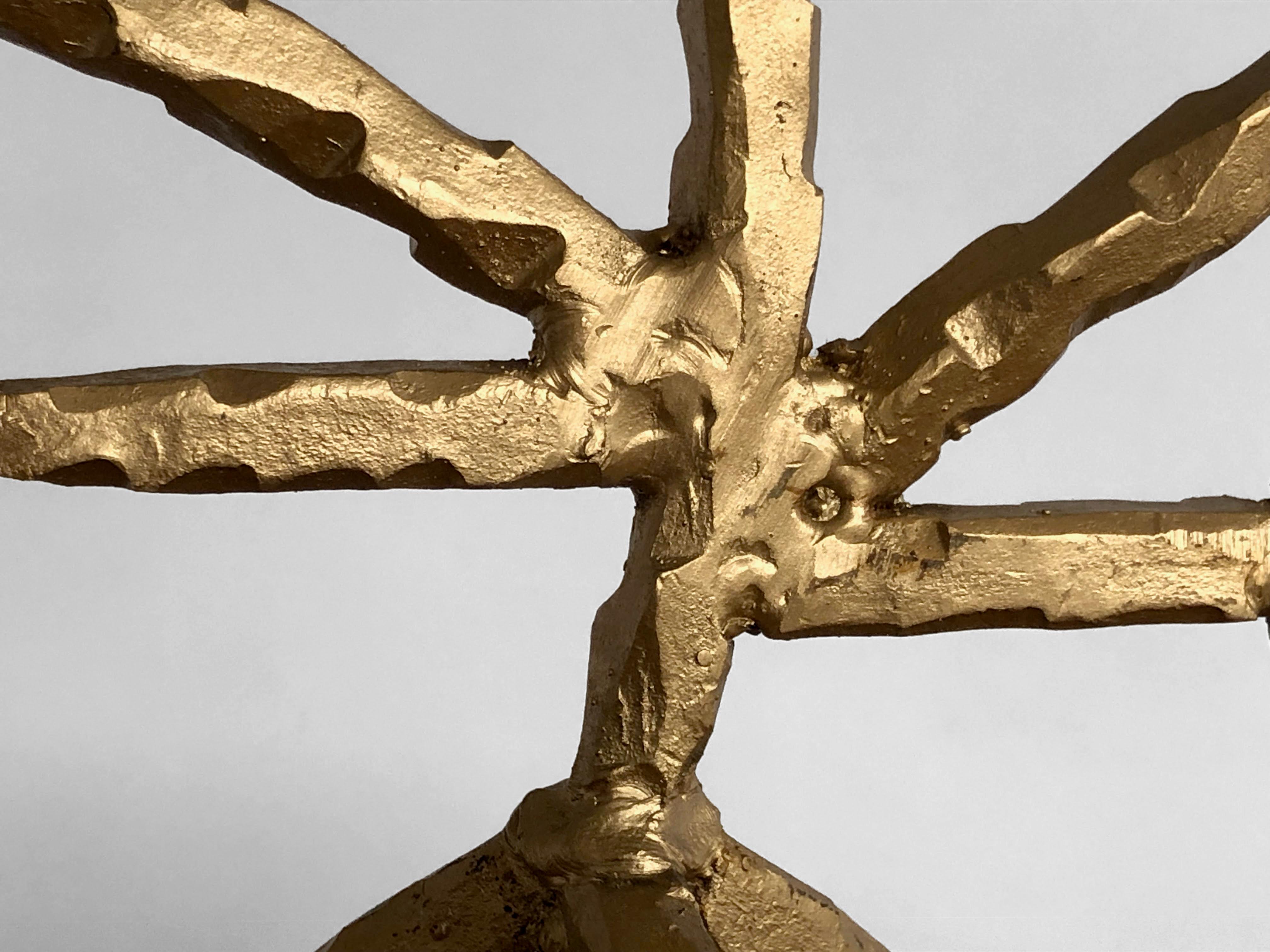 BRUTALIST Golden SHABBY-CHIC CANDELABRA CANDLESTICK en fer forgé, France 2001 en vente 5