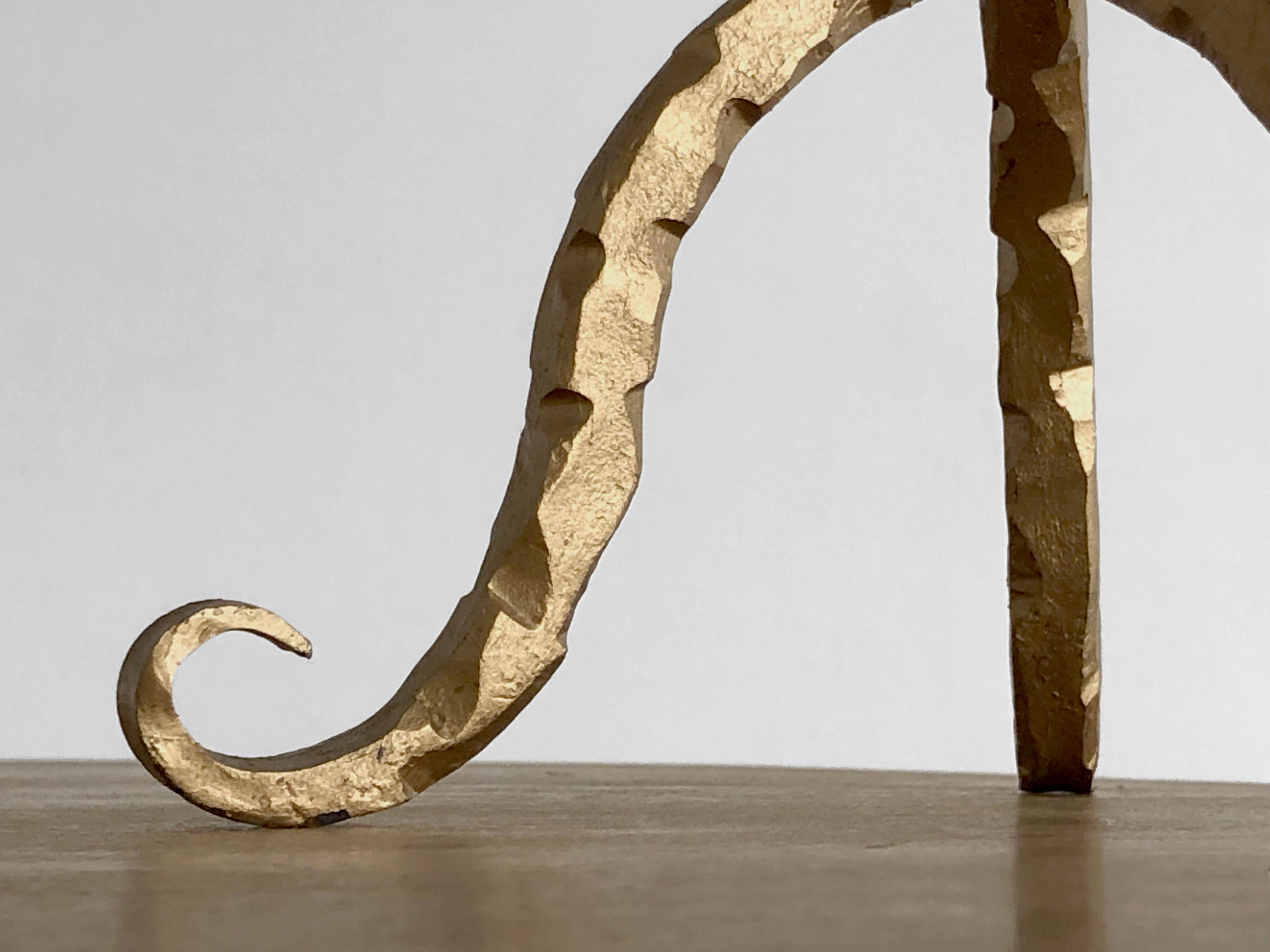 BRUTALIST Golden SHABBY-CHIC CANDELABRA CANDLESTICK en fer forgé, France 2001 en vente 7
