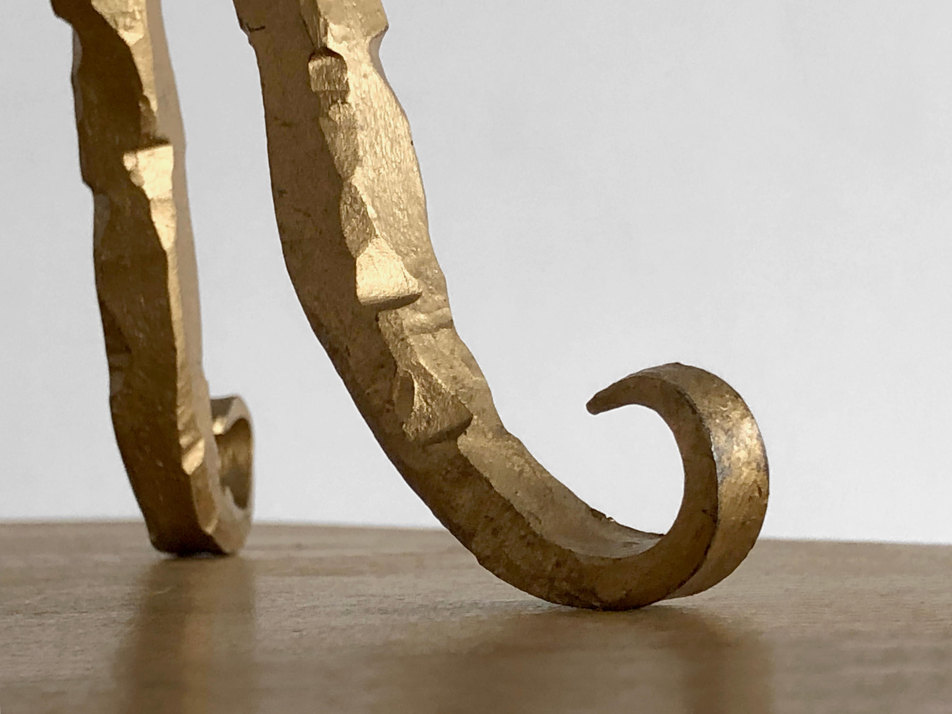 BRUTALIST Golden SHABBY-CHIC CANDELABRA CANDLESTICK en fer forgé, France 2001 en vente 9