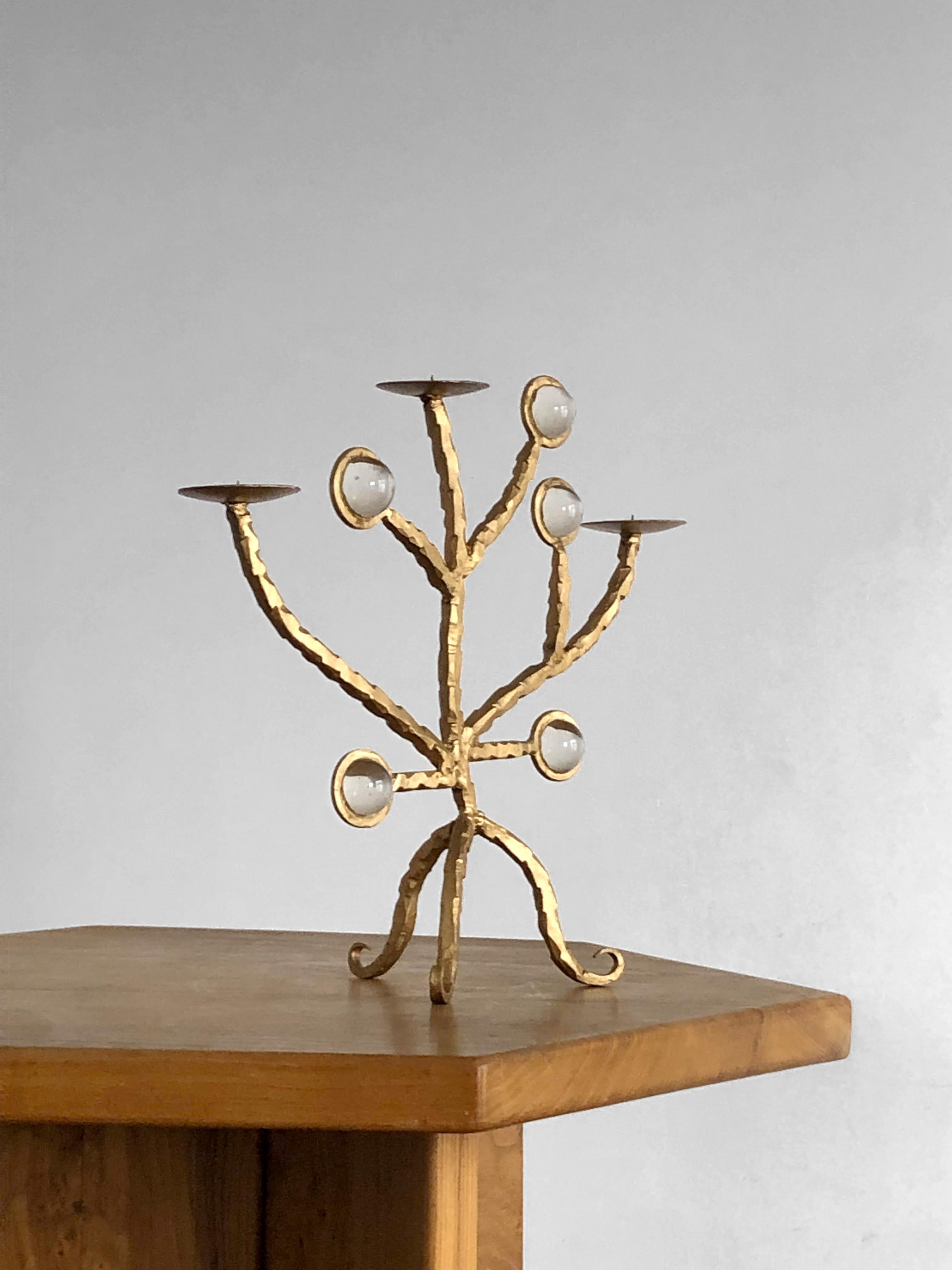 BRUTALIST Golden SHABBY-CHIC CANDELABRA CANDLESTICK en fer forgé, France 2001 en vente 10