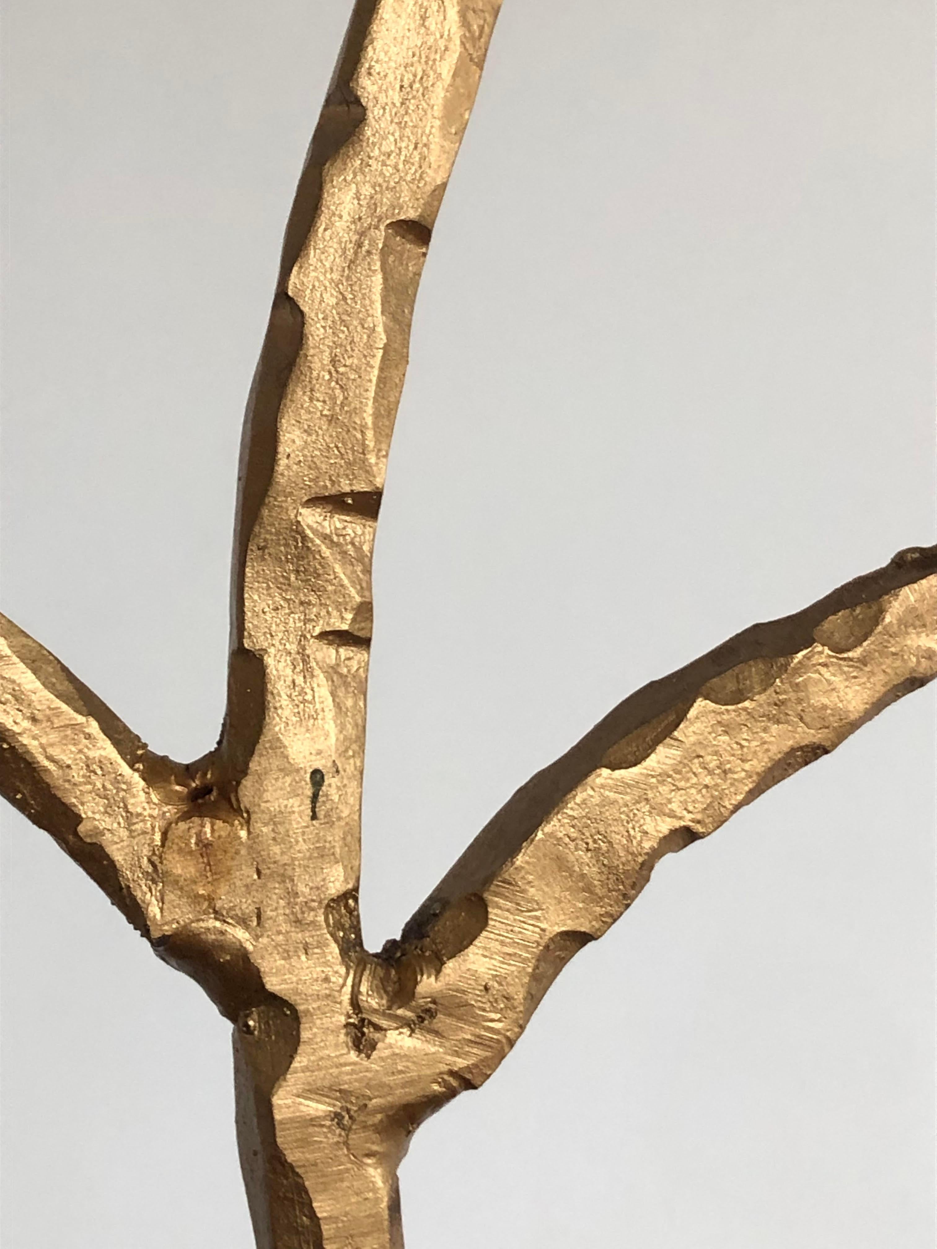 XXIe siècle et contemporain BRUTALIST Golden SHABBY-CHIC CANDELABRA CANDLESTICK en fer forgé, France 2001 en vente