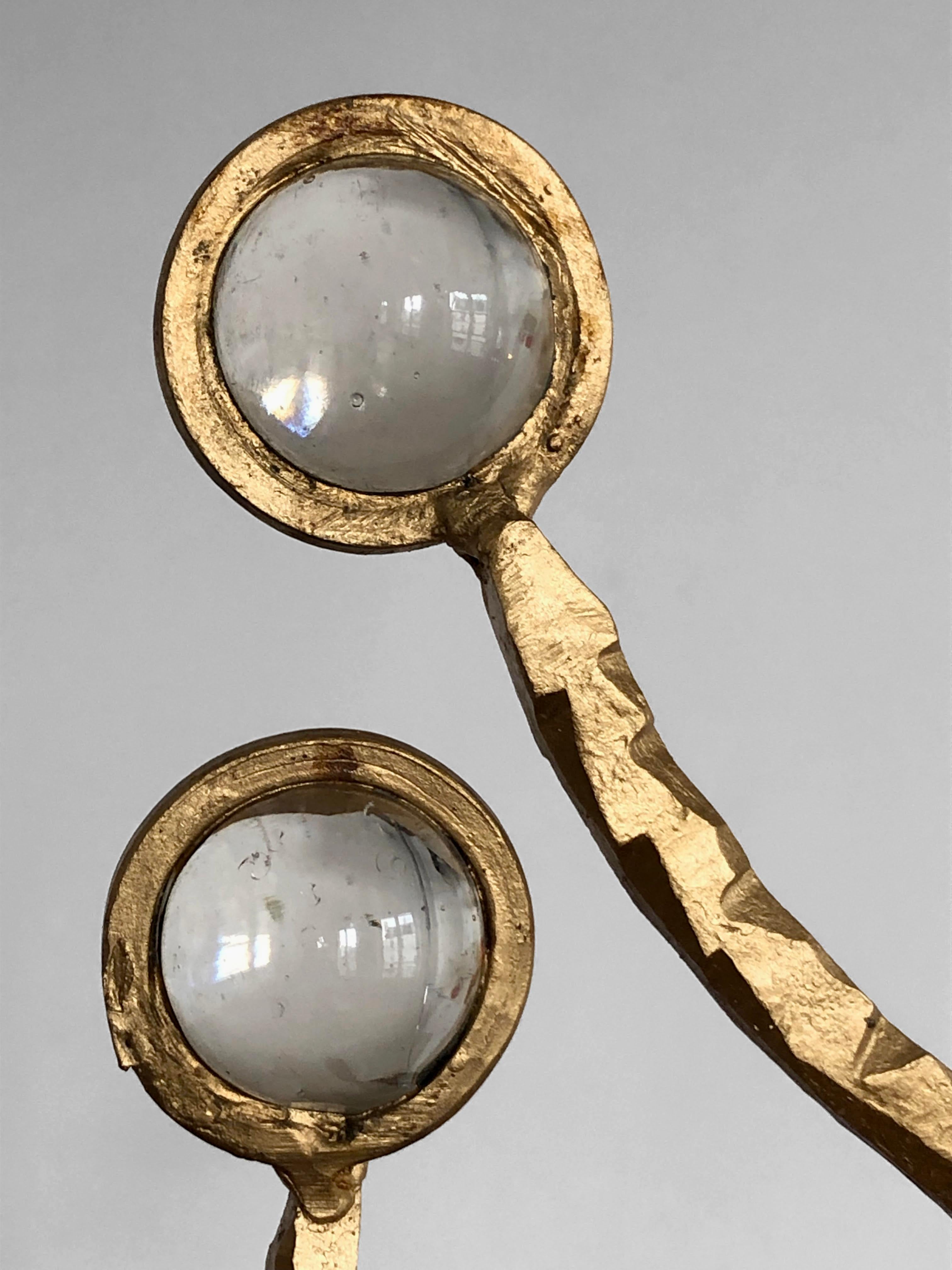 BRUTALIST Golden SHABBY-CHIC CANDELABRA CANDLESTICK en fer forgé, France 2001 en vente 2
