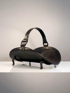 A BRUTALIST Iron Fire Place BASKET, JEAN TOURET & MAROLLES style, France 1960