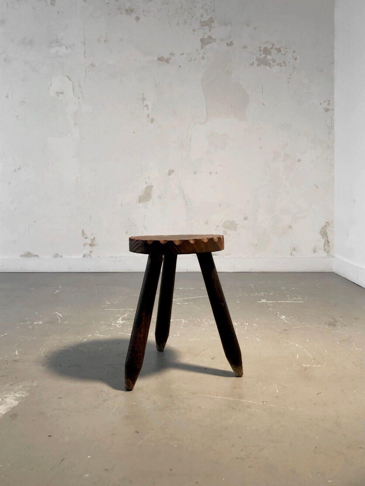 A BRUTALIST MID-CENTURY-MODERN RUSTIC STOOL, MAROLLES Style, France 1950 For Sale 5