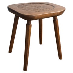 A BRUTALIST MID-CENTURY-MODERN RUSTIC STOOL/TABLE MAROLLES Style, France 1950