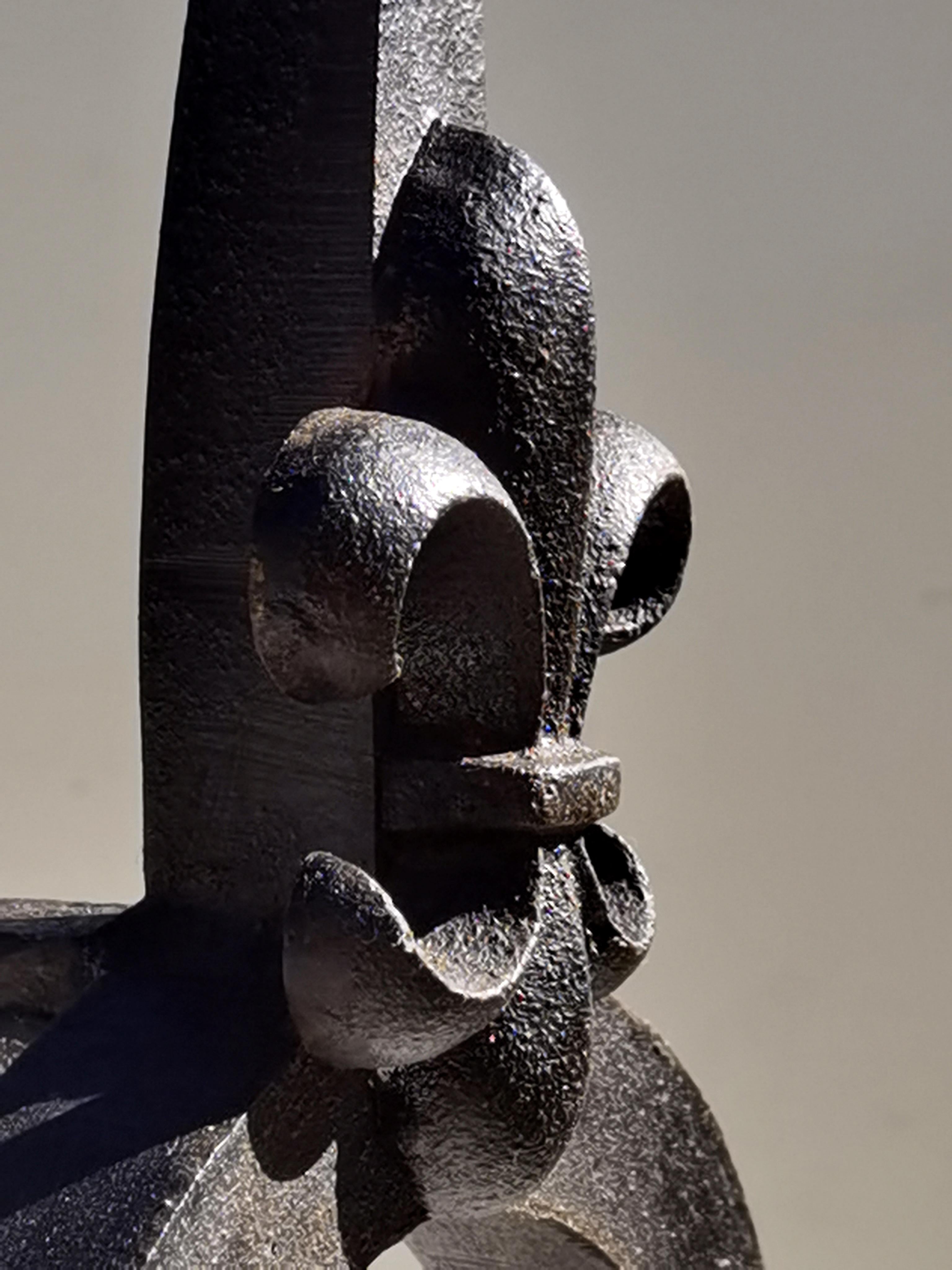 Paire d'ANDIRONS en fer forgé de style néoclassique brutaliste, France 1970 en vente 3