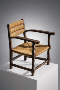 Una sedia o poltrona in stile brutalista rustico-moderno, di CHARLES DUDOUYT, Francia 1950