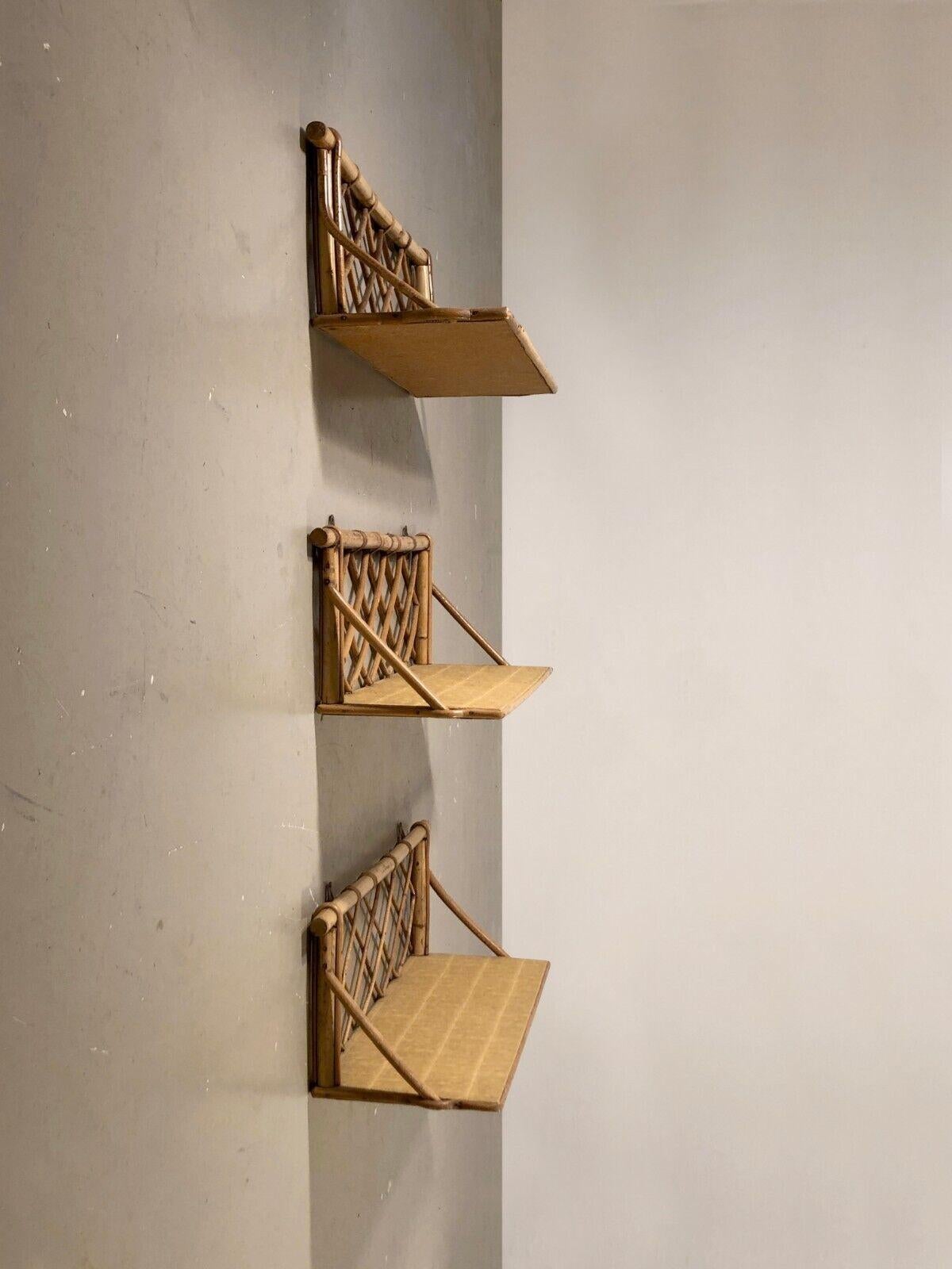 Mid-20th Century A BRUTALIST Set of 3 SHELVING UNITS by ADRIEN AUDOUX FRIDA MINNET, France, 1950 For Sale