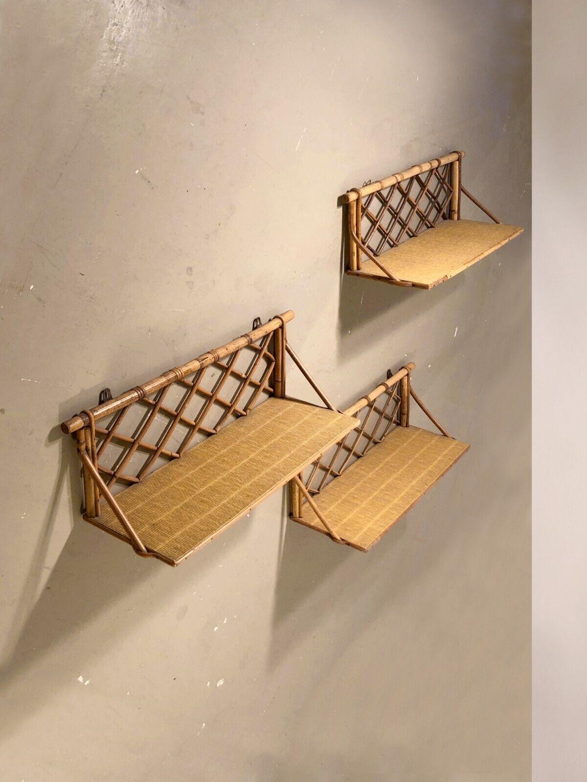 A BRUTALIST Set of 3 SHELVING UNITS by ADRIEN AUDOUX FRIDA MINNET, France, 1950 For Sale 2