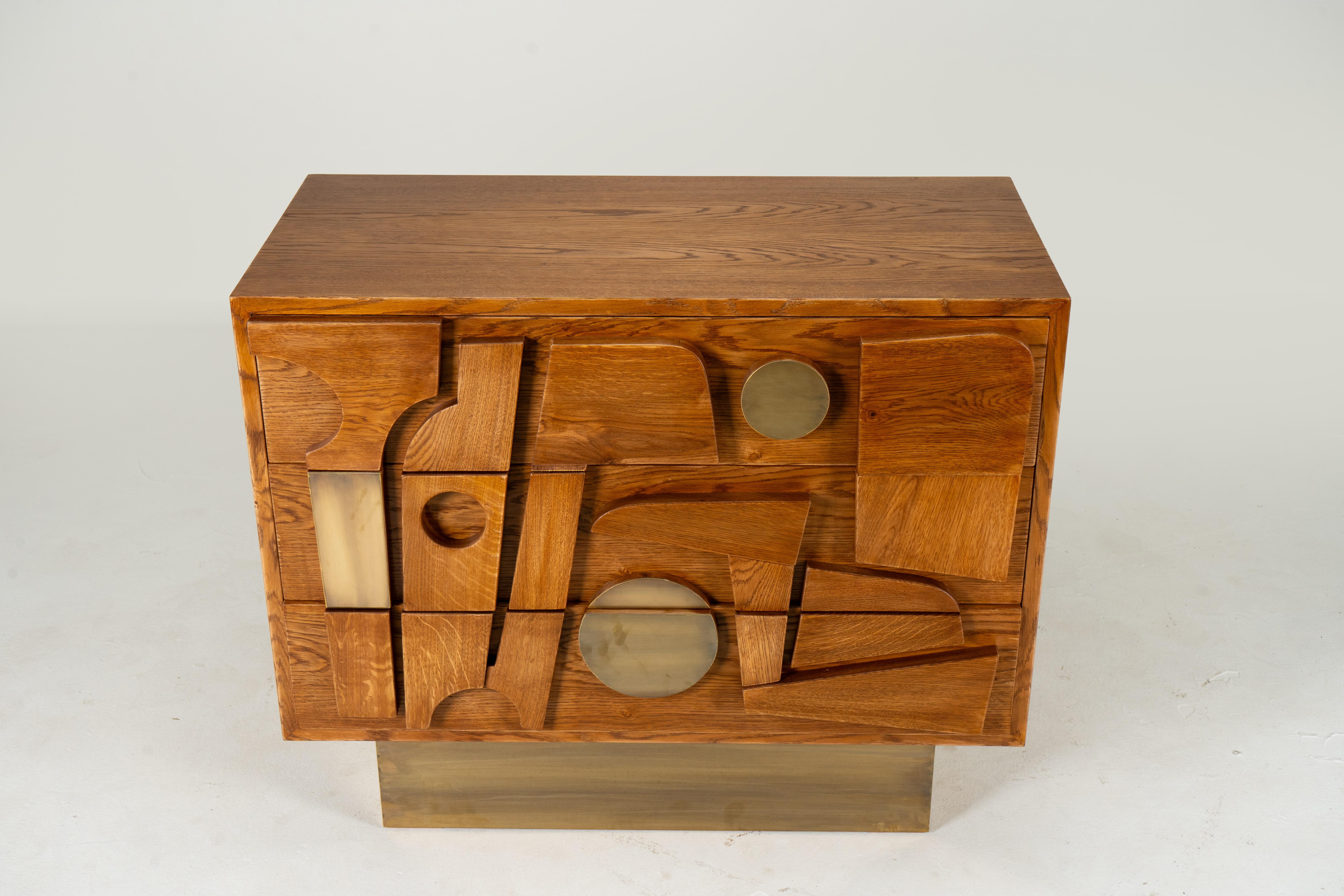 This unique side chest features a 