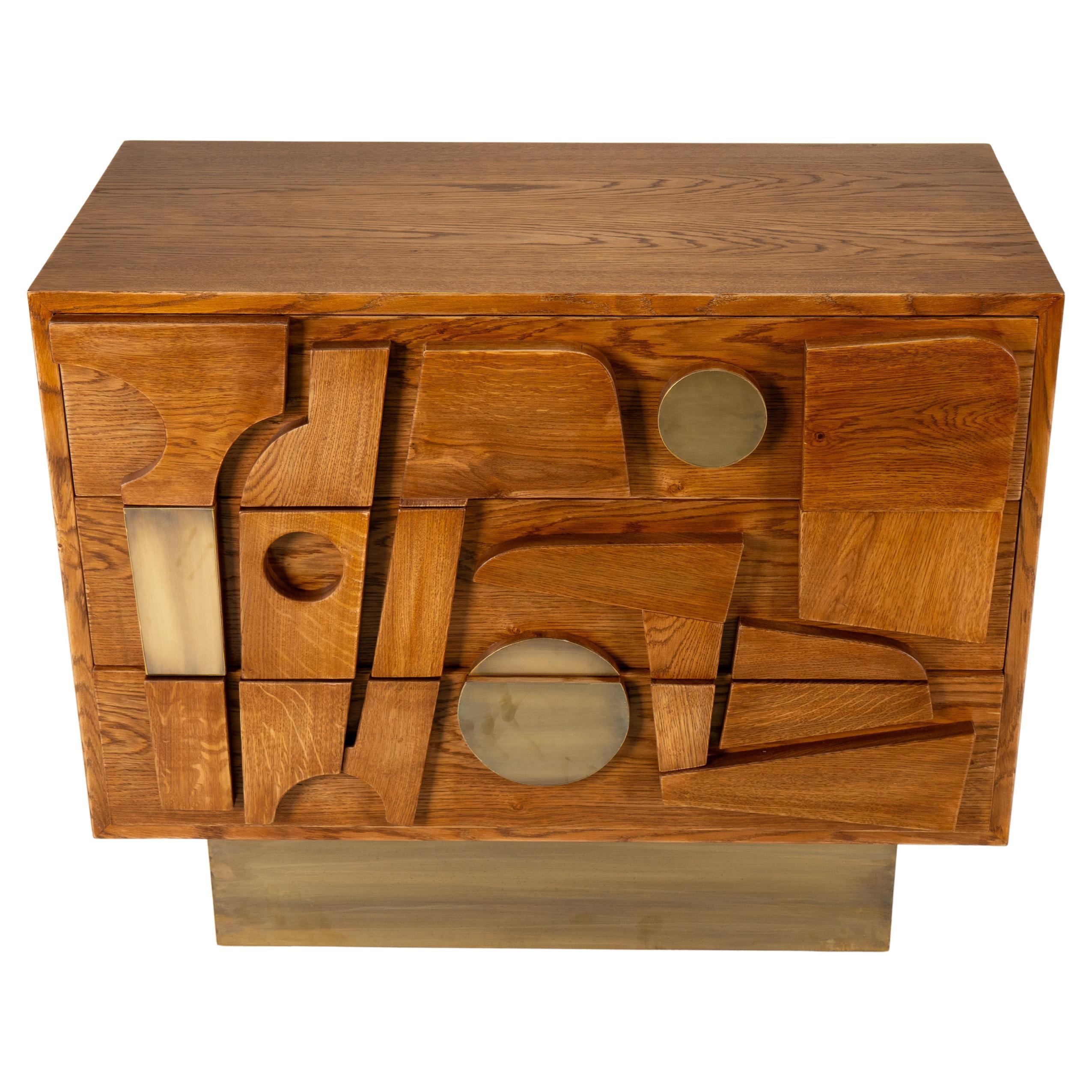 A Brutalist Side Chest with Brass Handles