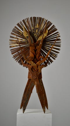 A huge brutalist Steel Totem – Gilbert Ségas, France, 1994