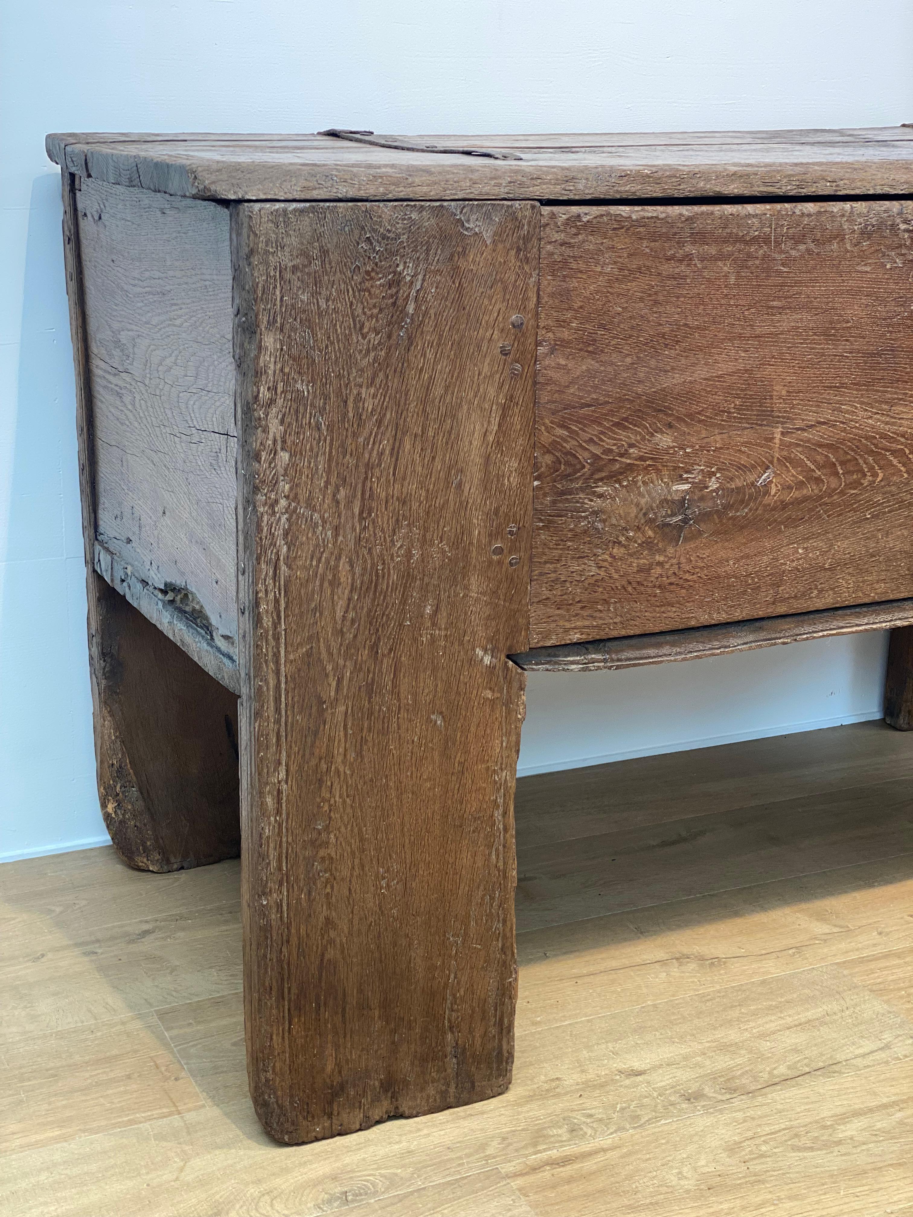 Patinato A BrutalistGothic Antique Chest in vendita