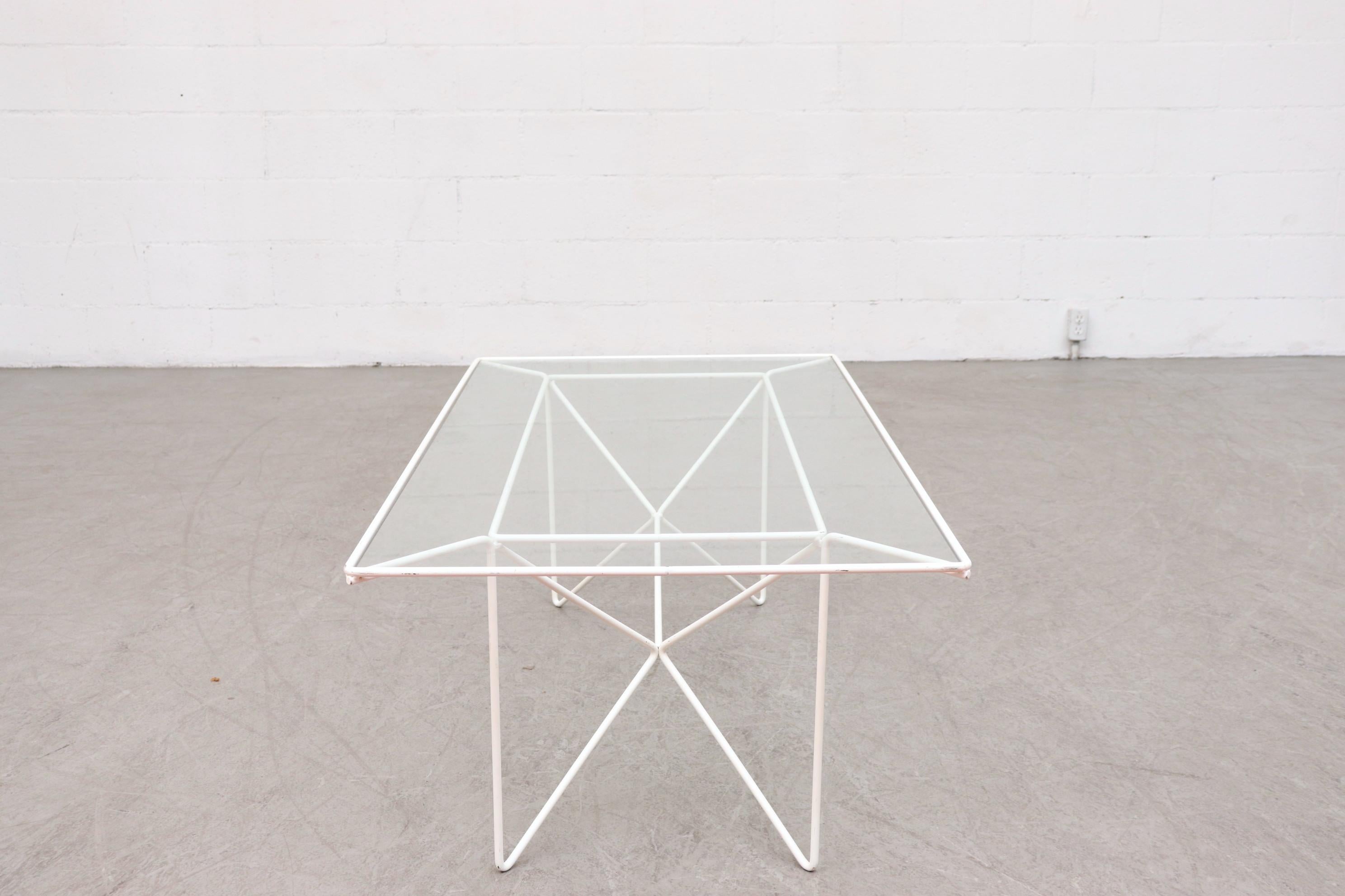 white wire side table