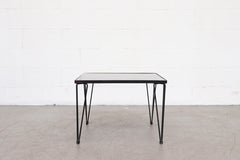 A. Bueno De Mesquita Style Black Inset Glass Coffee Table with Hairpin Legs