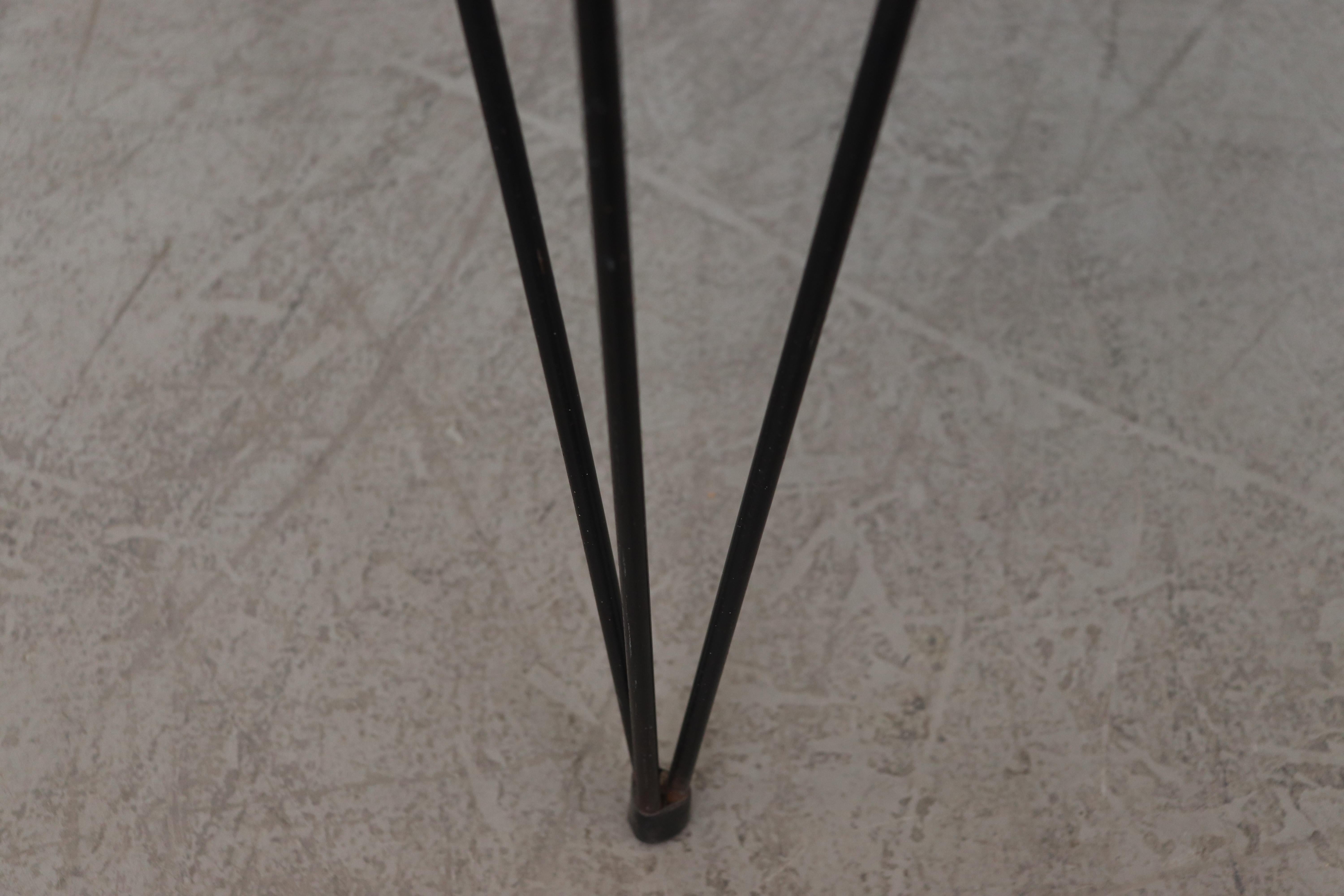 Enameled A. Bueno De Mesquita Style Black Inset Glass Coffee Table with Hairpin Legs For Sale
