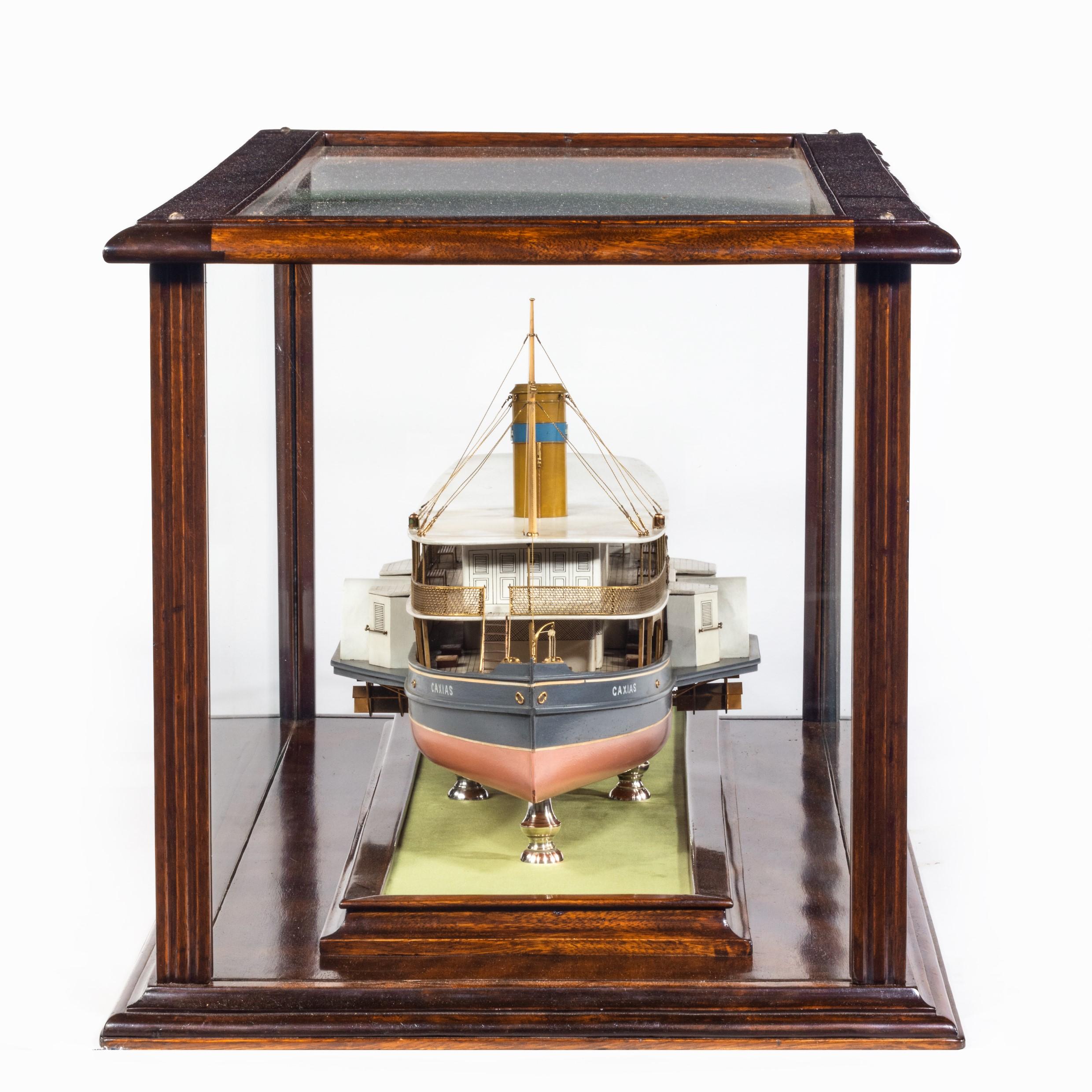 English Builder’s Model of the Brazilian Passenger Paddle Steamer Caxias For Sale