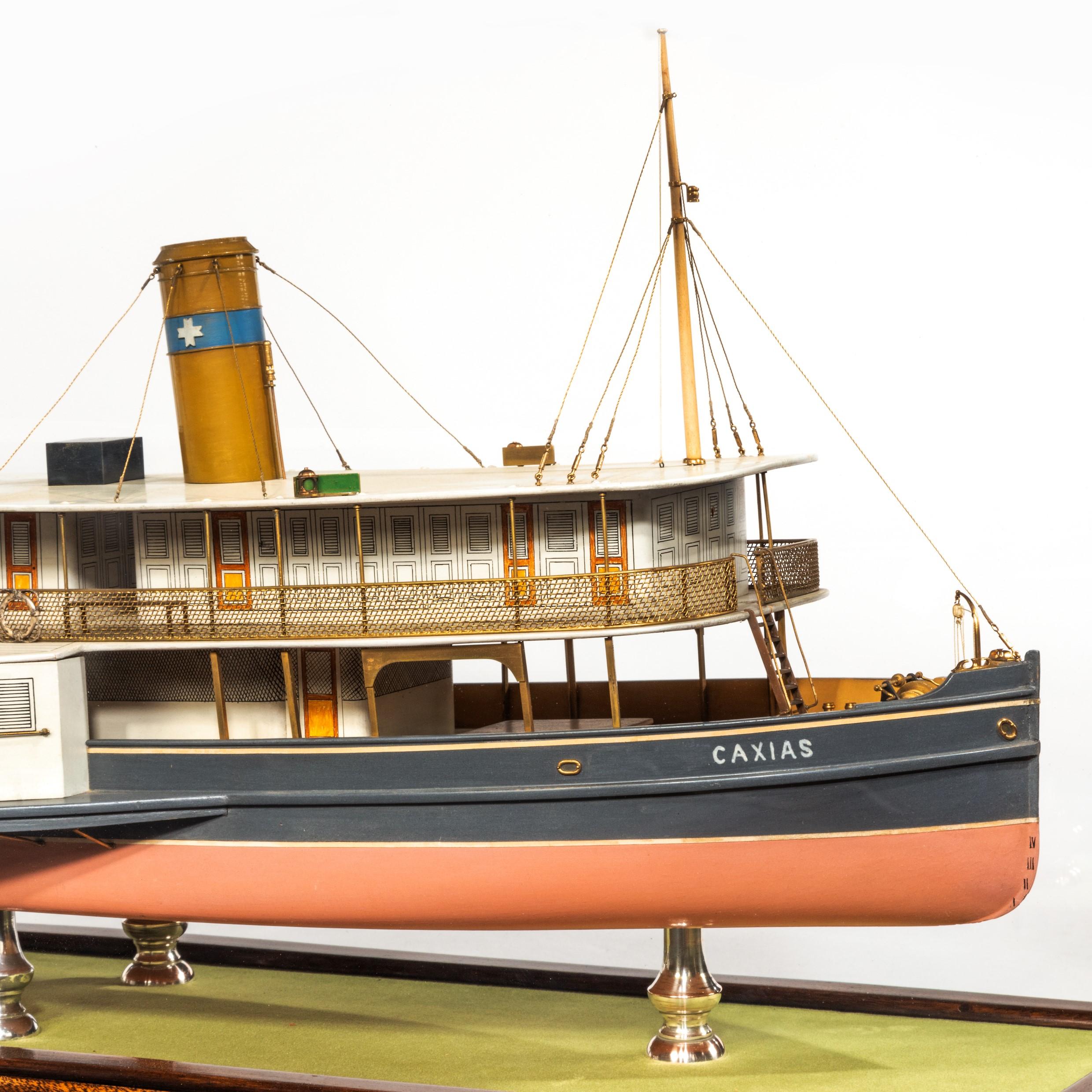 Laminate Builder’s Model of the Brazilian Passenger Paddle Steamer Caxias For Sale