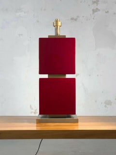 A BIG Red Lacquered SHABBY-CHIC POST-MODERN Geometric TABLE LAMP, Frankreich 1970