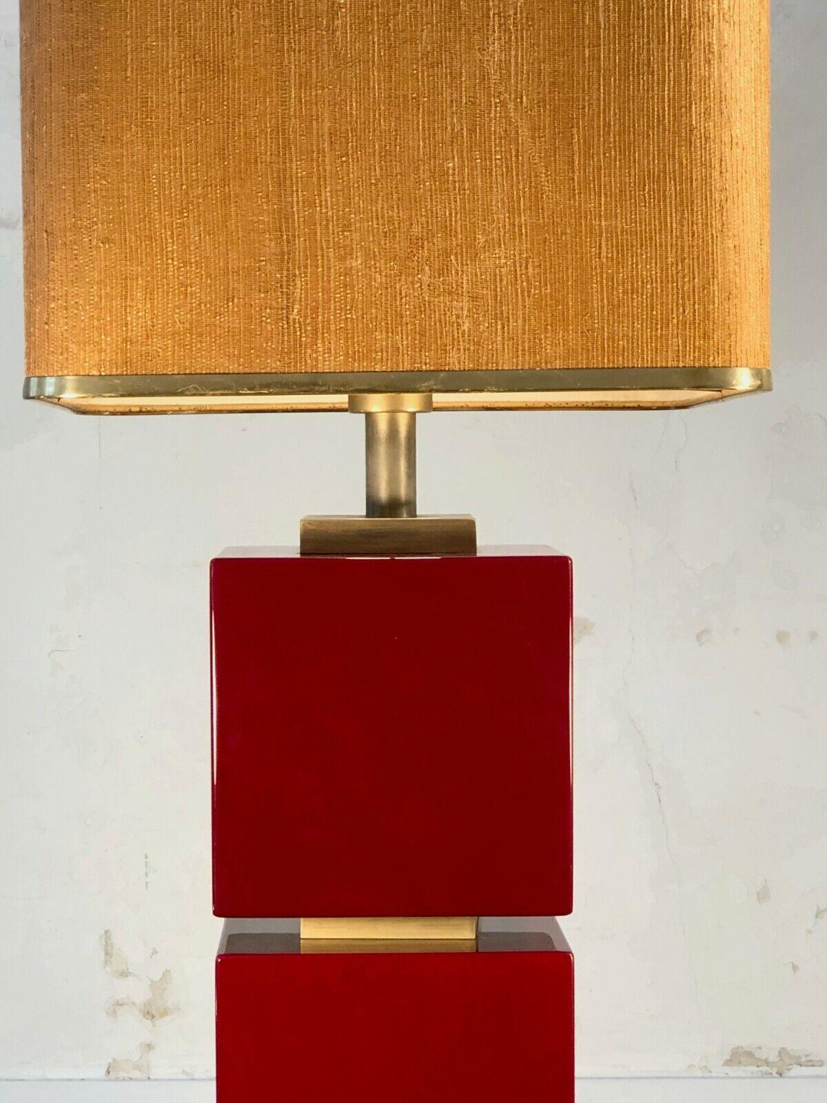 Post-Modern A BIG Red Lacquered SHABBY-CHIC POST-MODERN Geometric TABLE LAMP, France 1970 For Sale