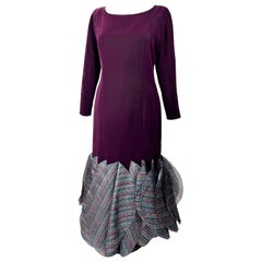 A burgundy velvet & lamé evening gown by Pierre Cardin Haute Couture Circa 1980