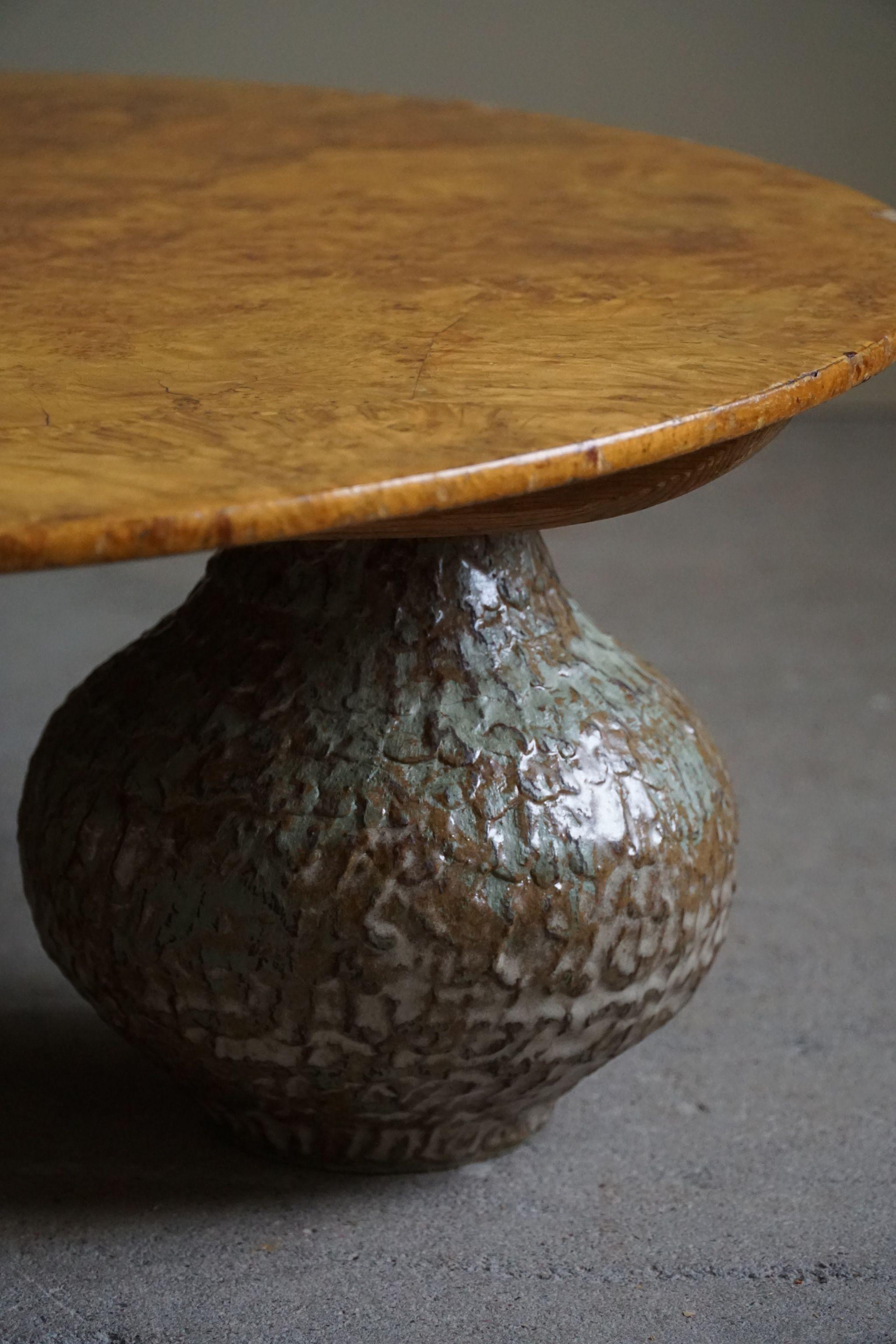 A Burl Table by eliaselias x Ole Victor, Ceramic & Birch, Danish Design, 2023 For Sale 5