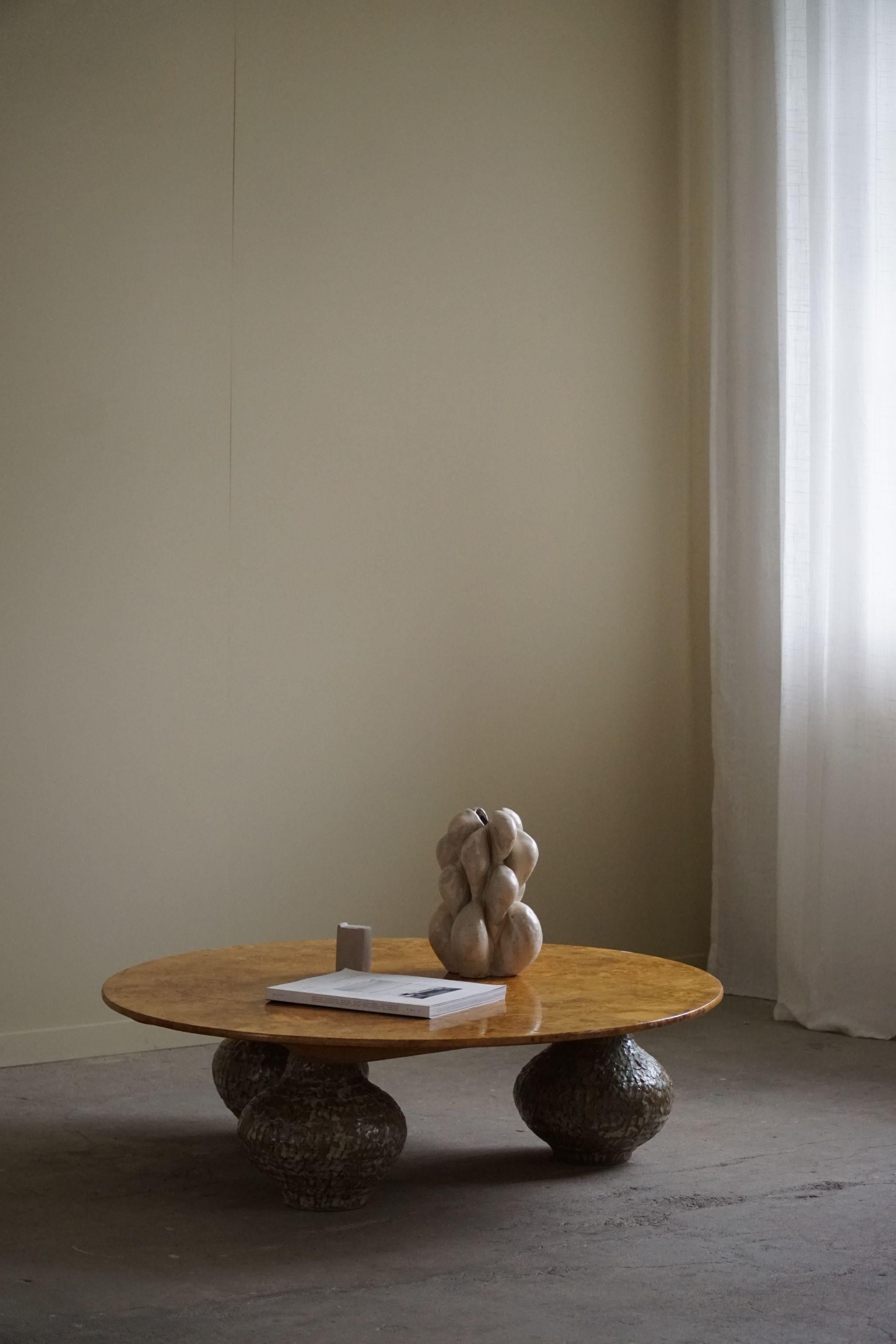 A Burl Table by eliaselias x Ole Victor, Ceramic & Birch, Danish Design, 2023 For Sale 6