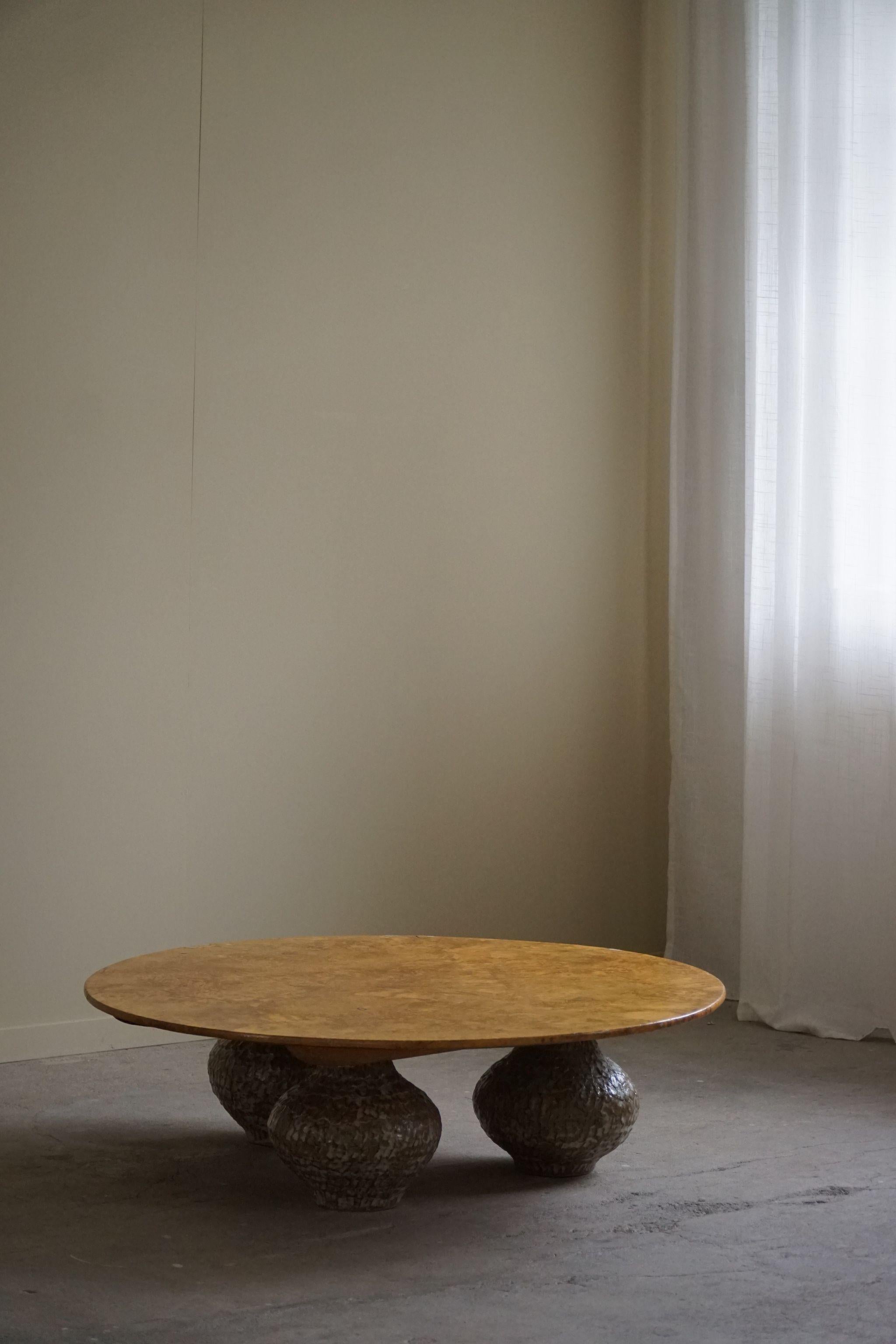 A Burl Table by eliaselias x Ole Victor, Ceramic & Birch, Danish Design, 2023 For Sale 7