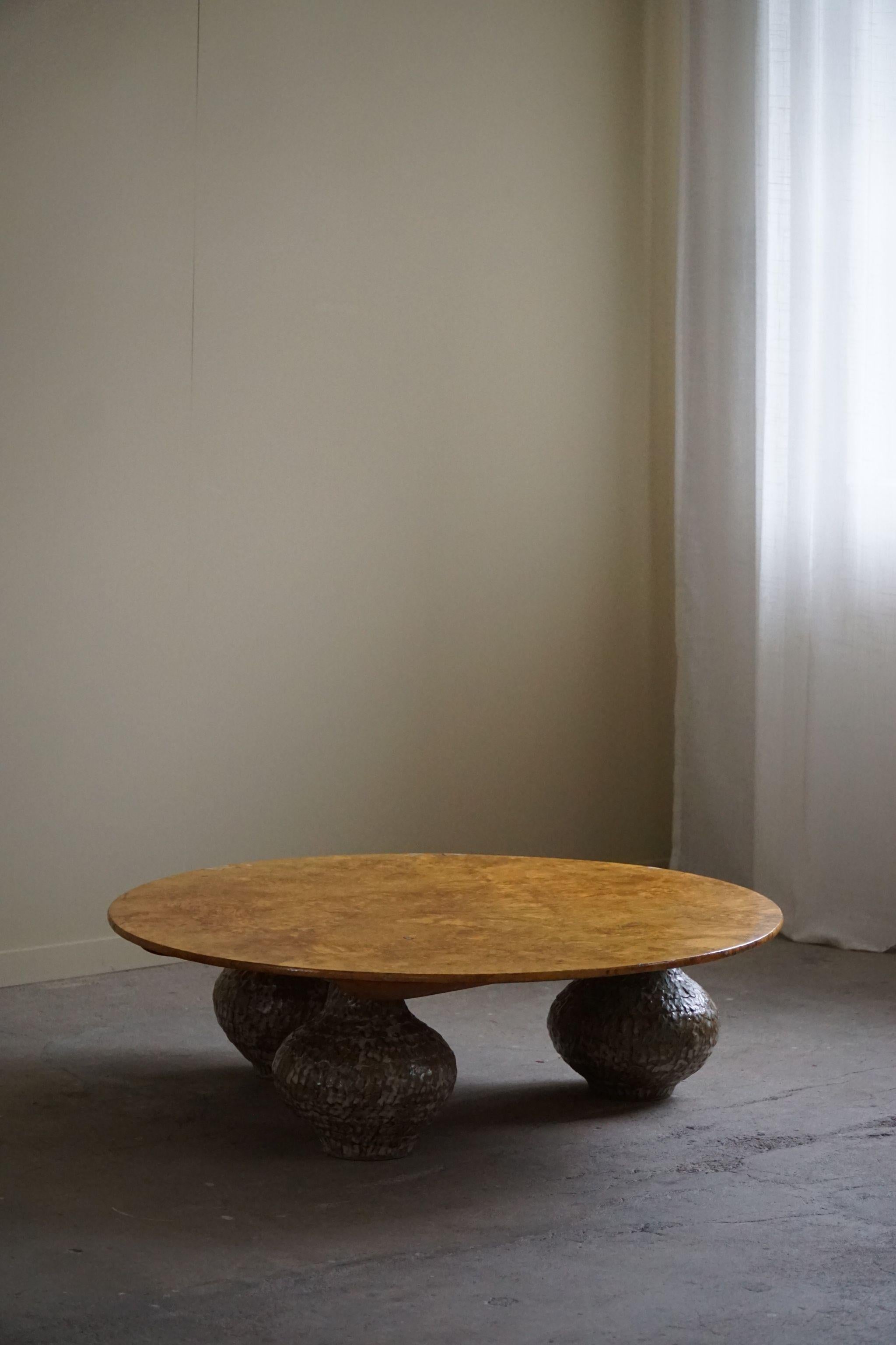 A Burl Table by eliaselias x Ole Victor, Ceramic & Birch, Danish Design, 2023 For Sale 10