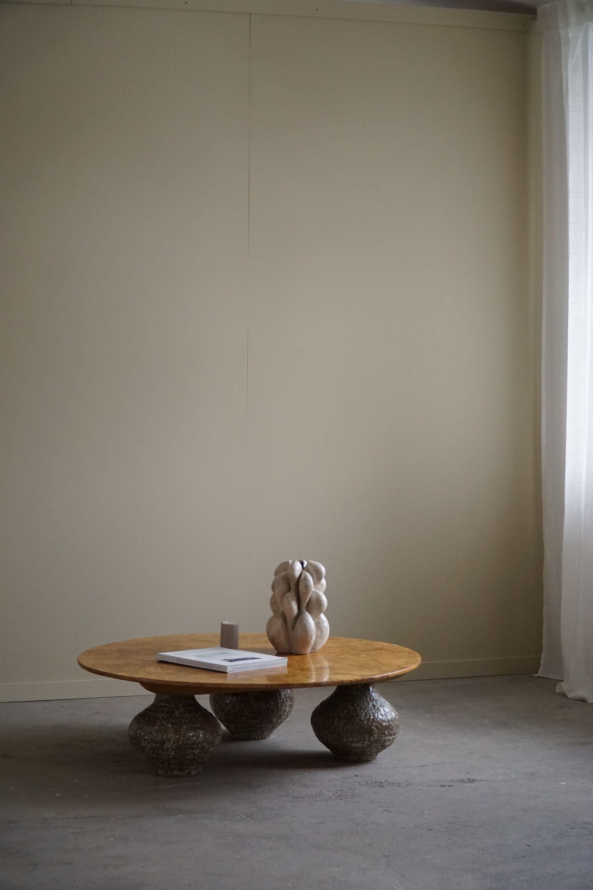 A Burl Table by eliaselias x Ole Victor, Ceramic & Birch, Danish Design, 2023 For Sale 3