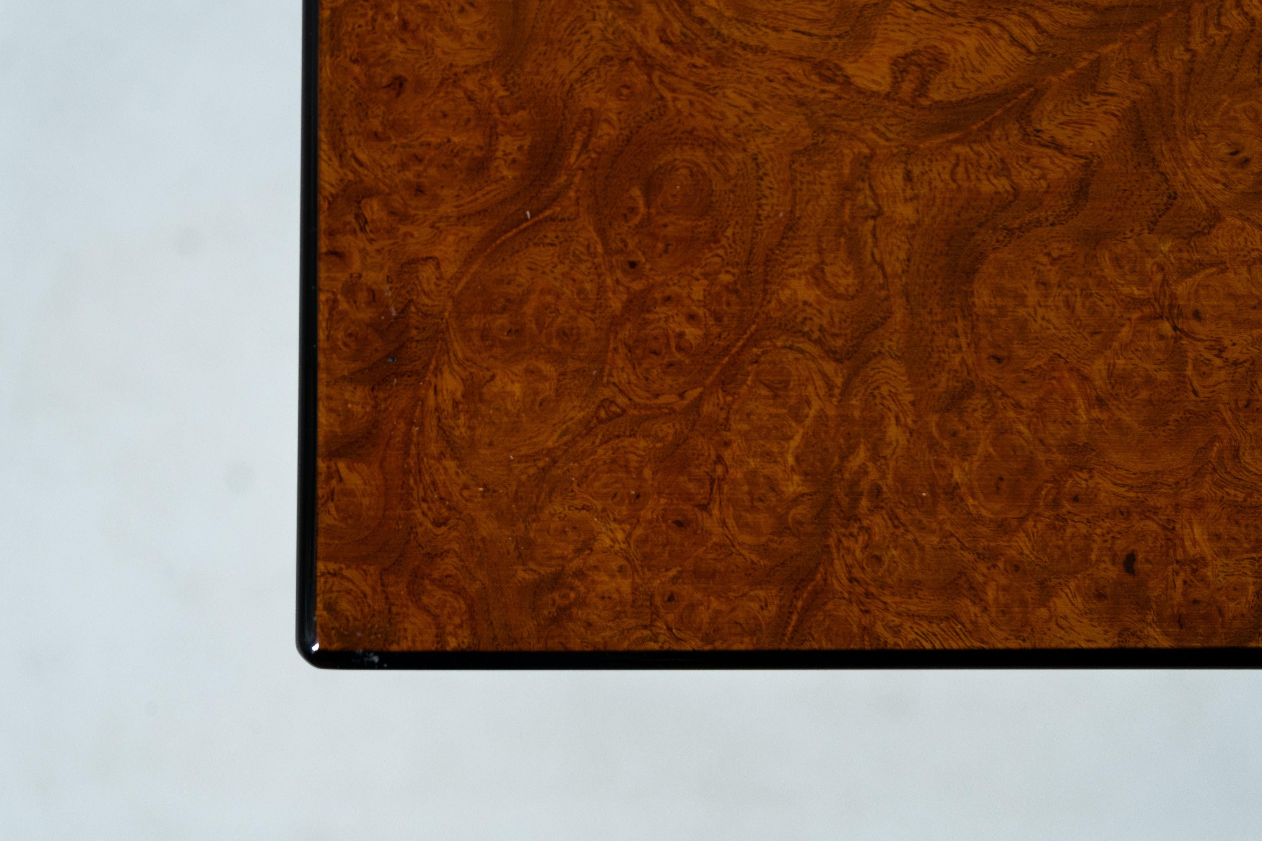 Table basse ou bar coulissante en bois de ronce de Paul Michel, Belgique, vers 1970 en vente 1