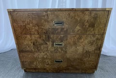 Burlwood Campaign Chest, Nightstand or End Table