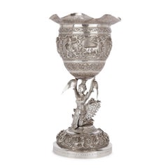 Burmese Embossed Silver Presentation Chalice