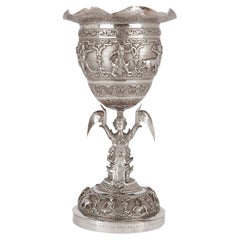 Antique Burmese Embossed Silver Presentation Chalice