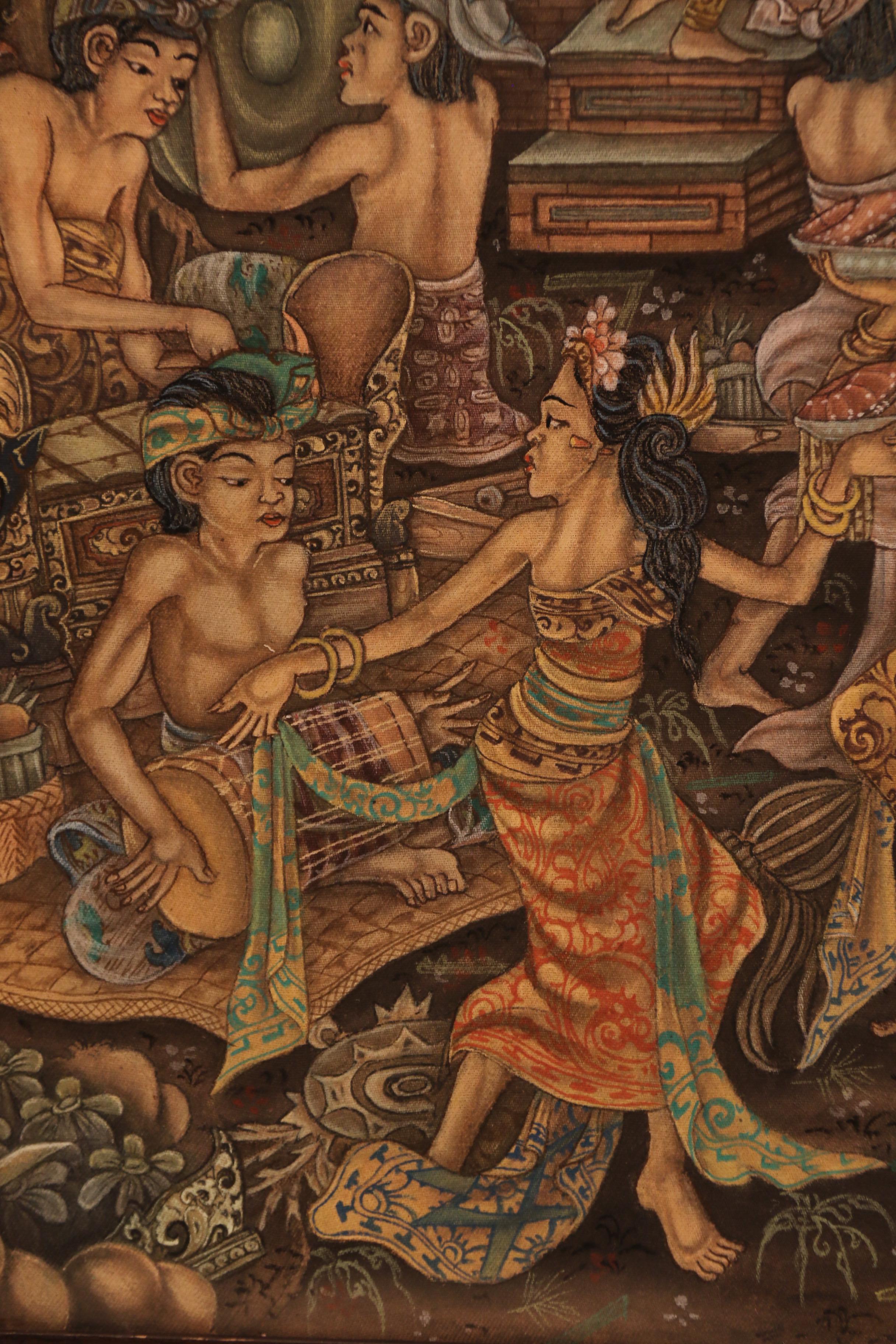 A Burmese painting showing a colourful scene of a a ceremonial celebration For Sale 3